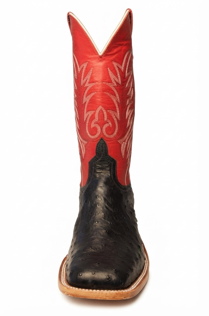 ANDERSON BEAN 362298 MEN'S BLACK FULL QUILL OSTRICH COWBOY BOOT