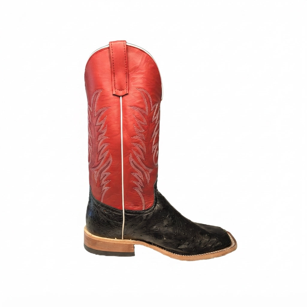 ANDERSON BEAN 362298 MEN'S BLACK FULL QUILL OSTRICH COWBOY BOOT
