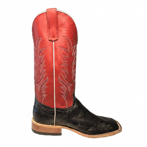 ANDERSON BEAN 362298 MEN'S BLACK FULL QUILL OSTRICH COWBOY BOOT