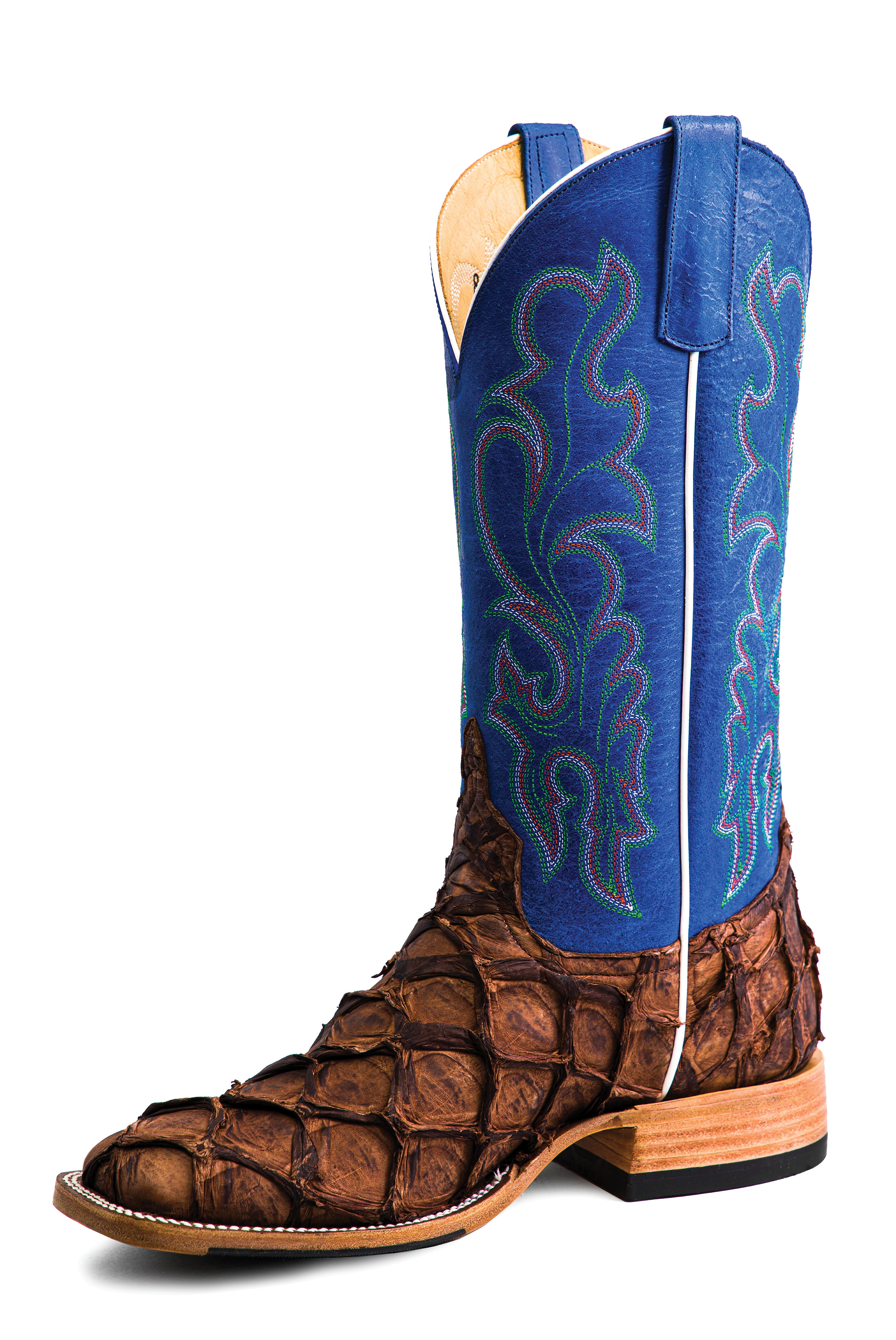 Top Hand HP8007 Men's Cigar Matte Big Bass Cowboy Boots  Royal Blue Top, DB Toe, Hybrid
