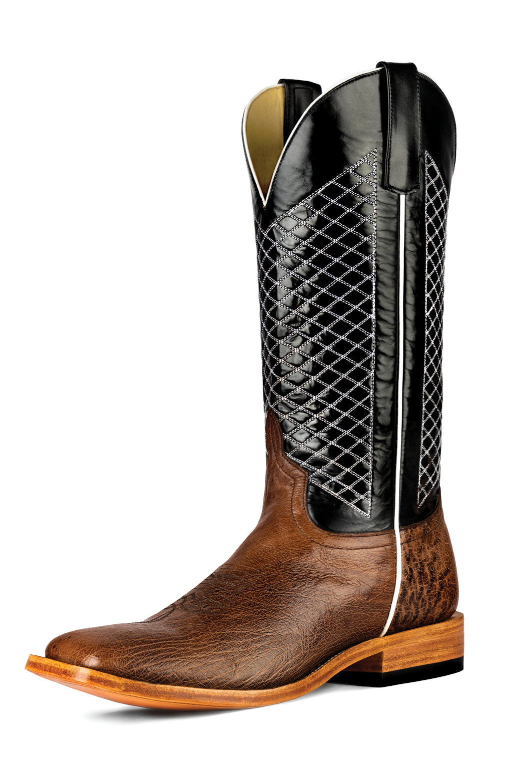 Top Hand HP8009 Men's Kango Tobac Smooth Ostrich Cowboy Boots  Black Shaft, DB Toe
