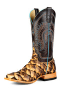 Top Hand HP8073 Men's Toast Big Bass Cowboy Boots  Chocolate Explosion Top, DB Toe, Hybrid Sole