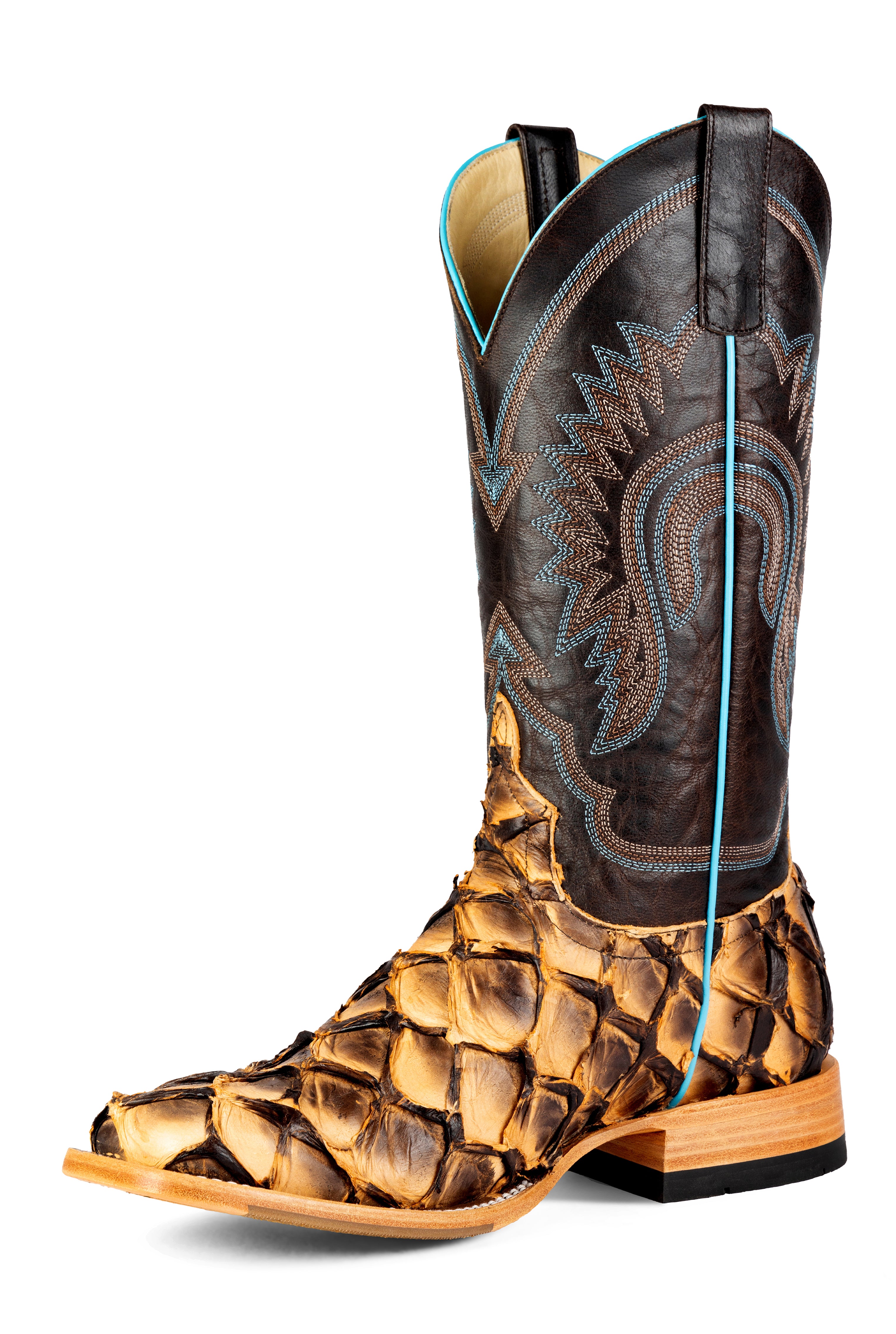 Top Hand HP8073 Men's Toast Big Bass Cowboy Boots  Chocolate Explosion Top, DB Toe, Hybrid Sole