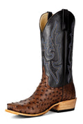 Top Hand HP9505 Men's Kango Tobac Full Quill Ostrich Western Boots  Black Shaft, TK Toe