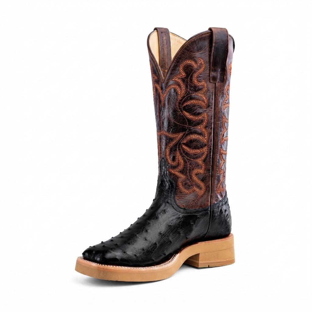 TOP HAND BY HORSEPOWER HPC501 MEN'S BLACK FULL QUILL OSTRICH BOOT
