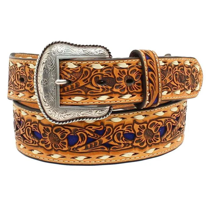 NOCONA N2498727 MEN'S FLORAL EMBOSSED INLAY WESTERN BELT