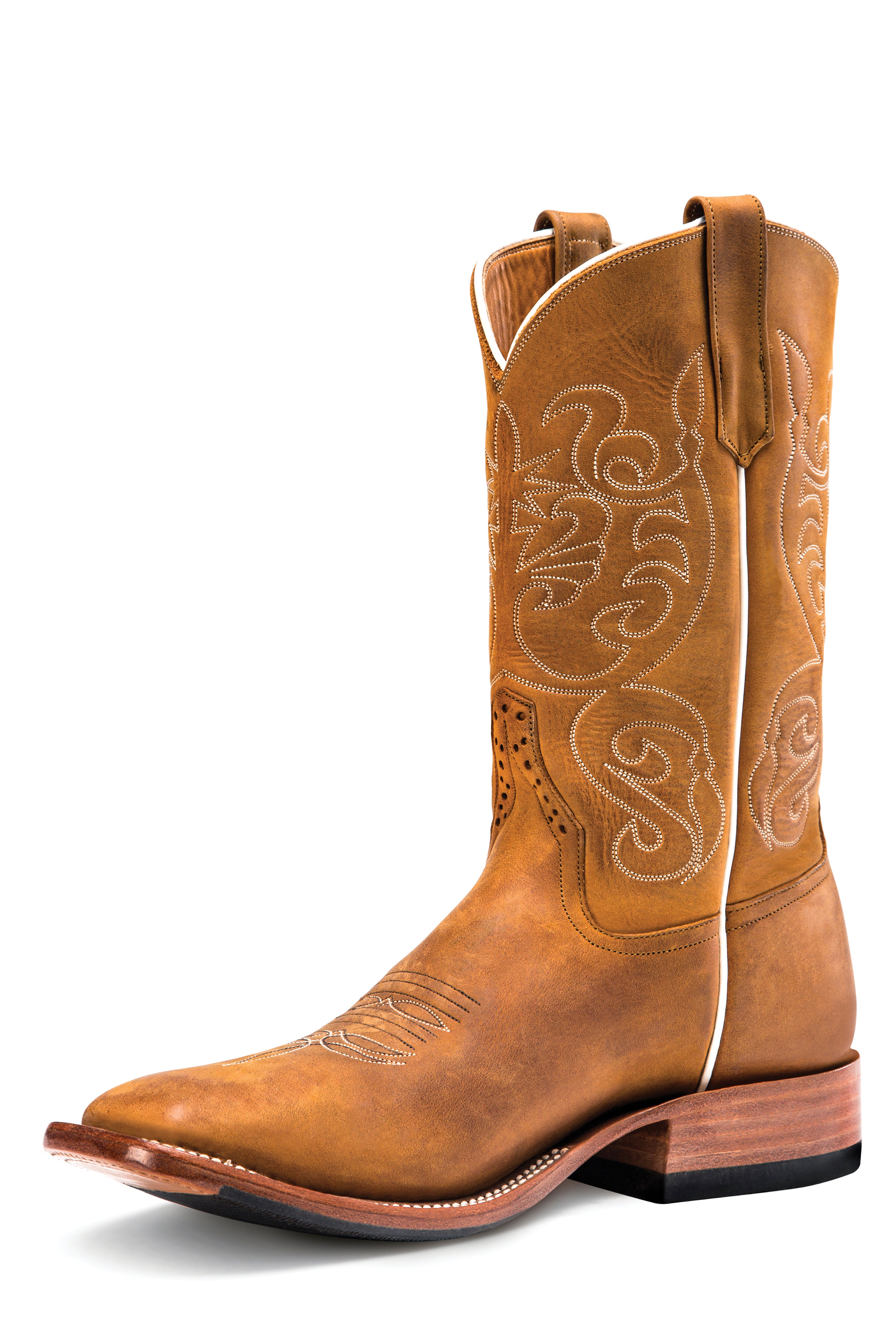 Rios of Mercedes R9002 Men's 11-inch Rust Burnished Crazyhorse Cowboy Boots - DWS, Hybrid Sole