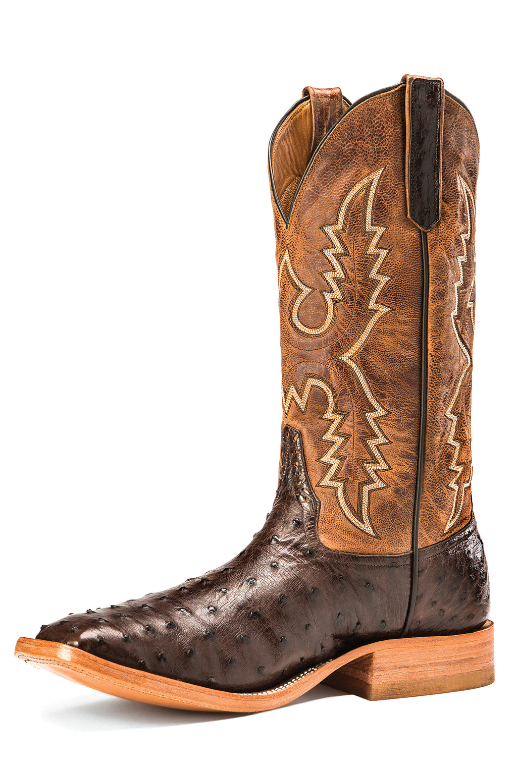 Rios of Mercedes R9014 Men's Nicotine Full Quill Ostrich & Tan Mad Cat Top Cowboy Boots