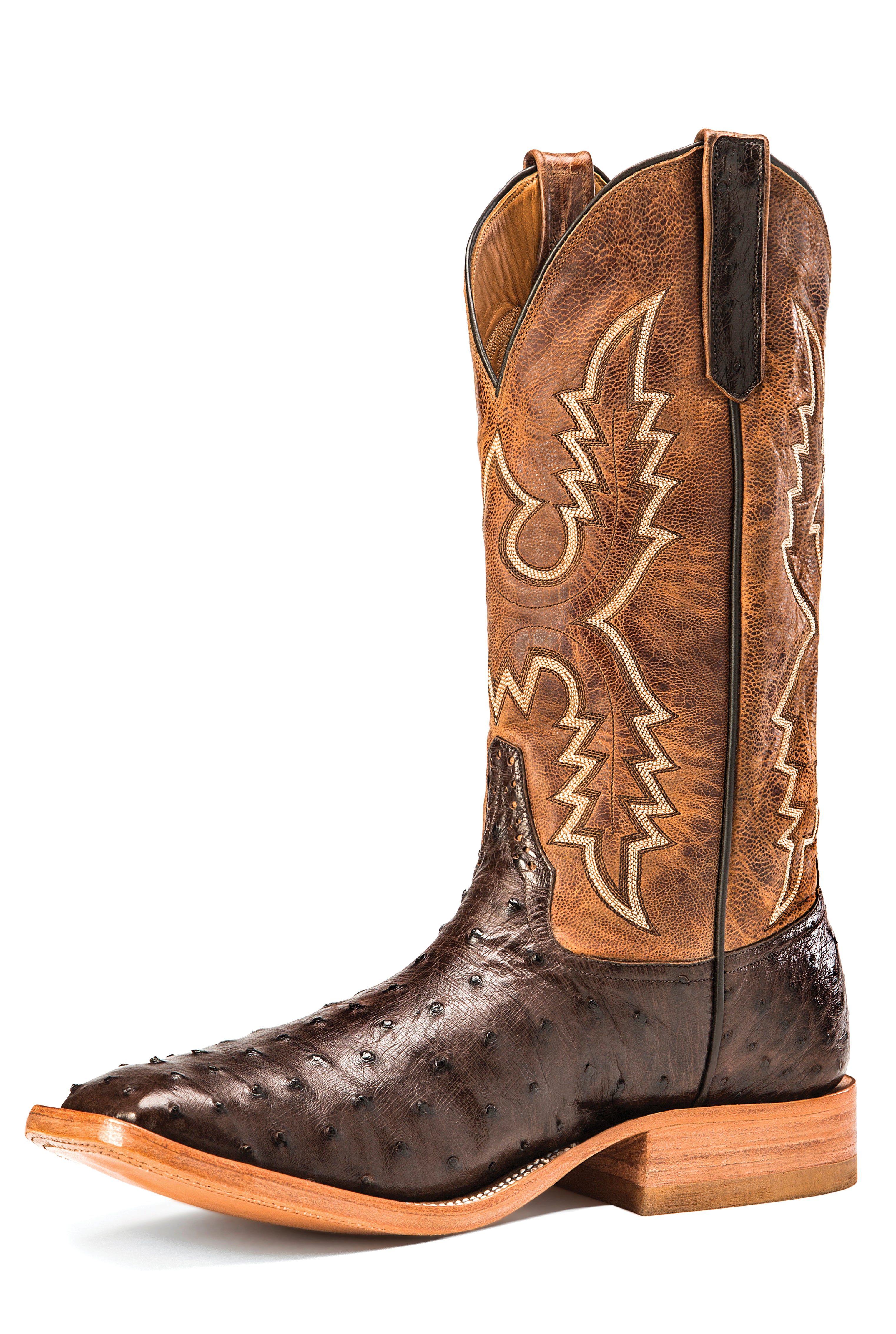 Rios of Mercedes R9014 Men's Nicotine Full Quill Ostrich & Tan Mad Cat Top Cowboy Boots
