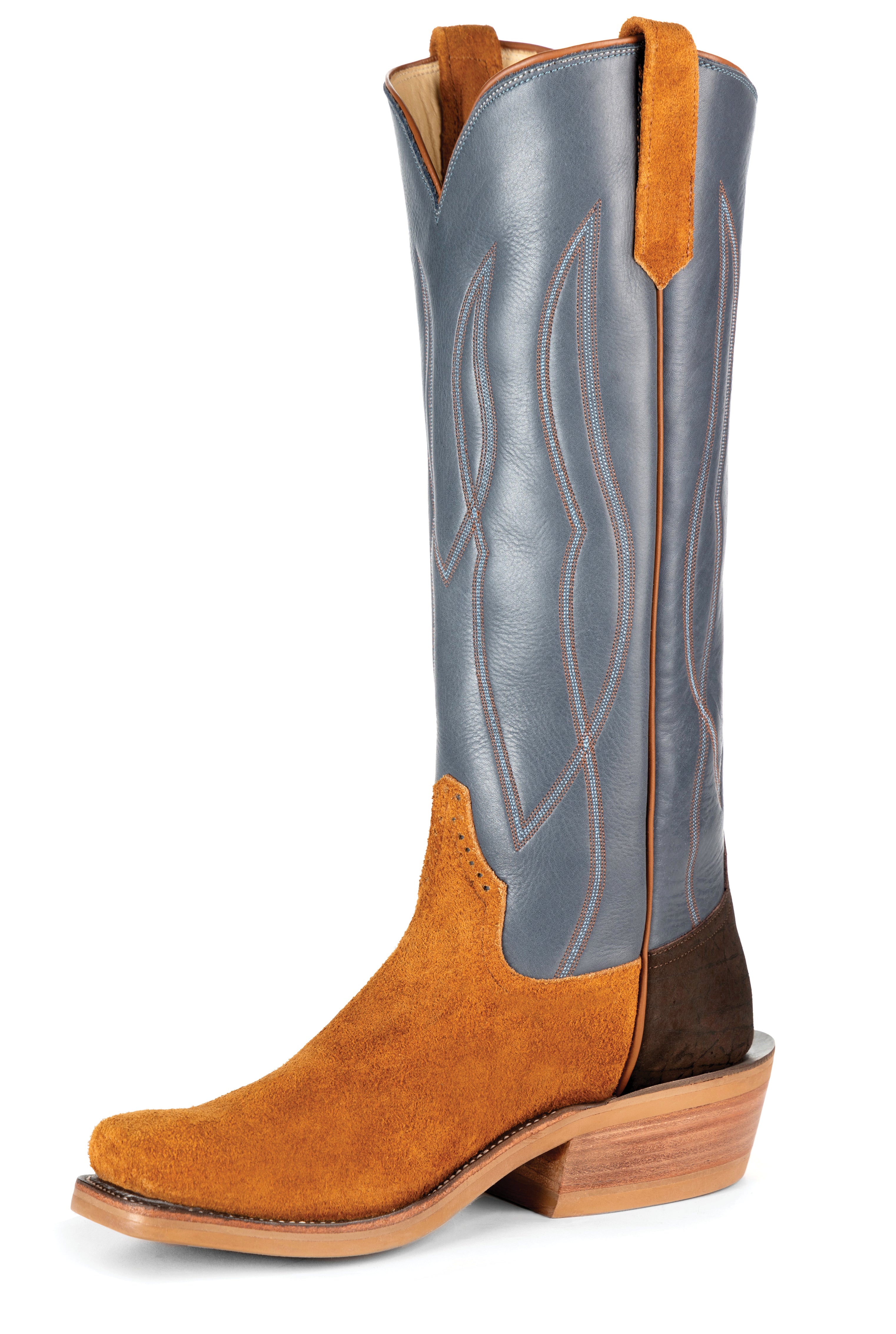 Rios of Mercedes R9030 Men's Navy Waxy Kansas & Rust Crazyhorse Reverse Cowboy Boots - TK Toe