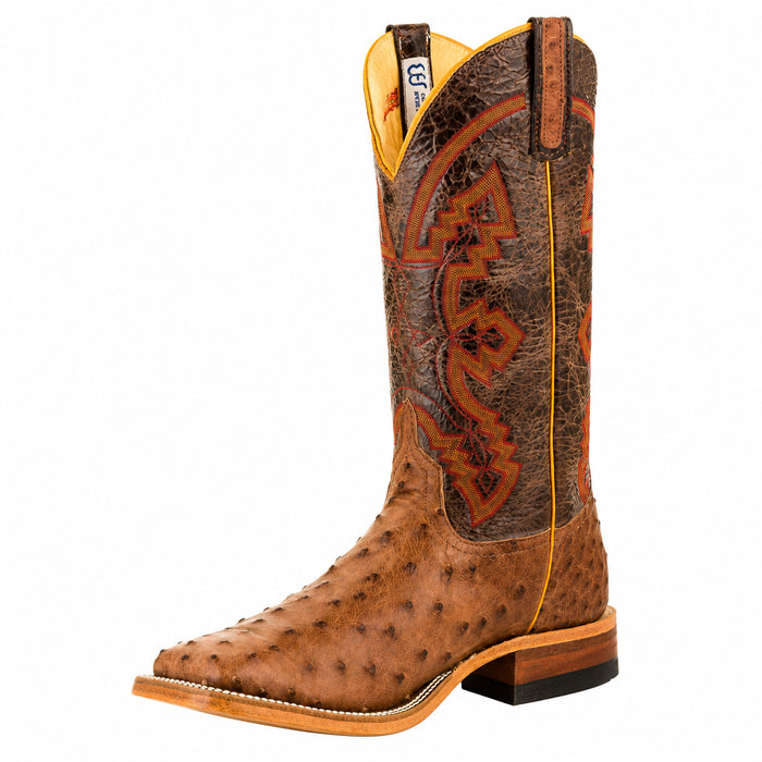ANDERSON BEAN S1099 MEN'S RUM BROWN MAD DOG FULL QUILL OSTRICH BOOT
