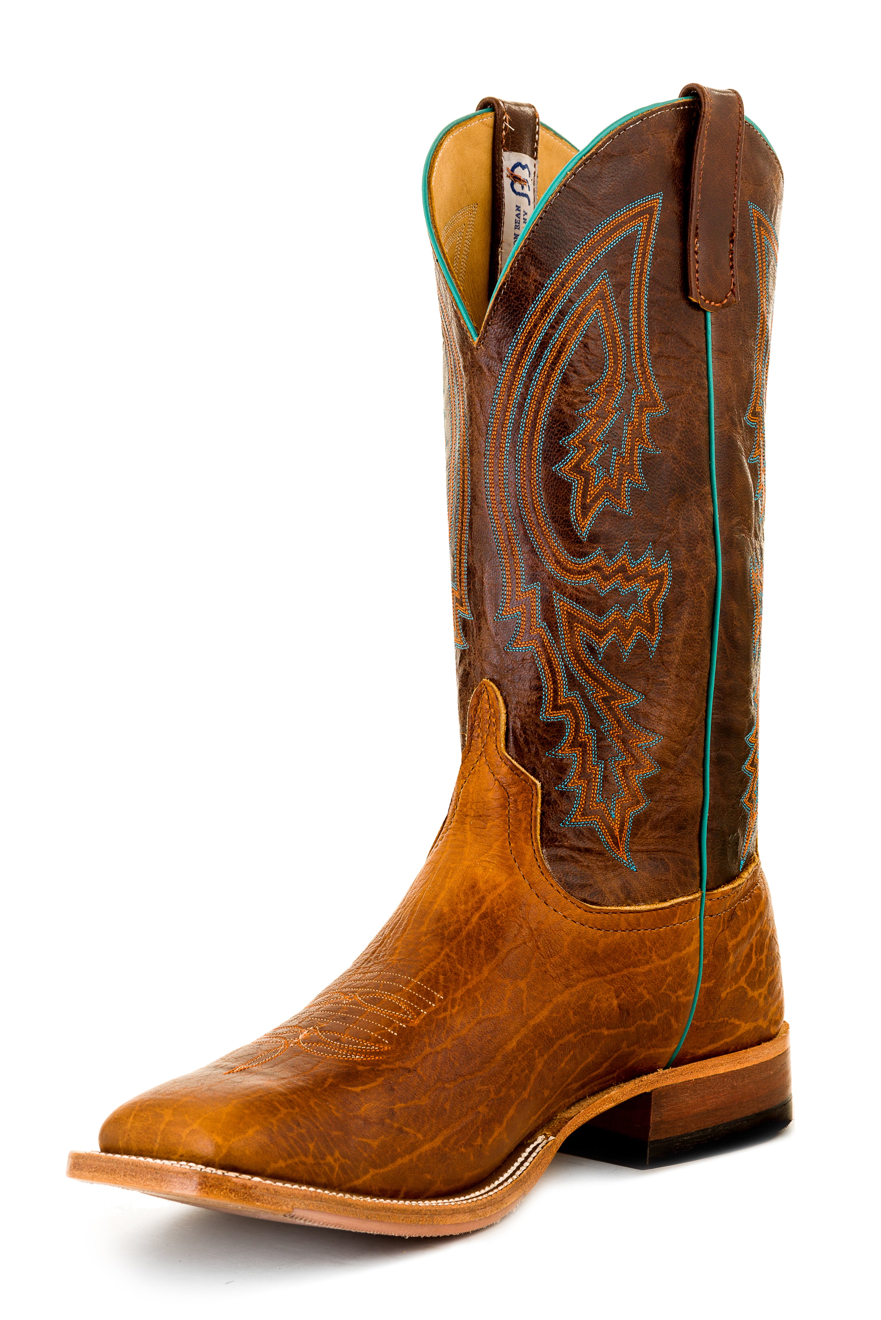 Anderson Bean S1116 Men's Mike Tyson Bison Cowboy Boots, Blue Lava Top, DB Toe, Leather, Footbed