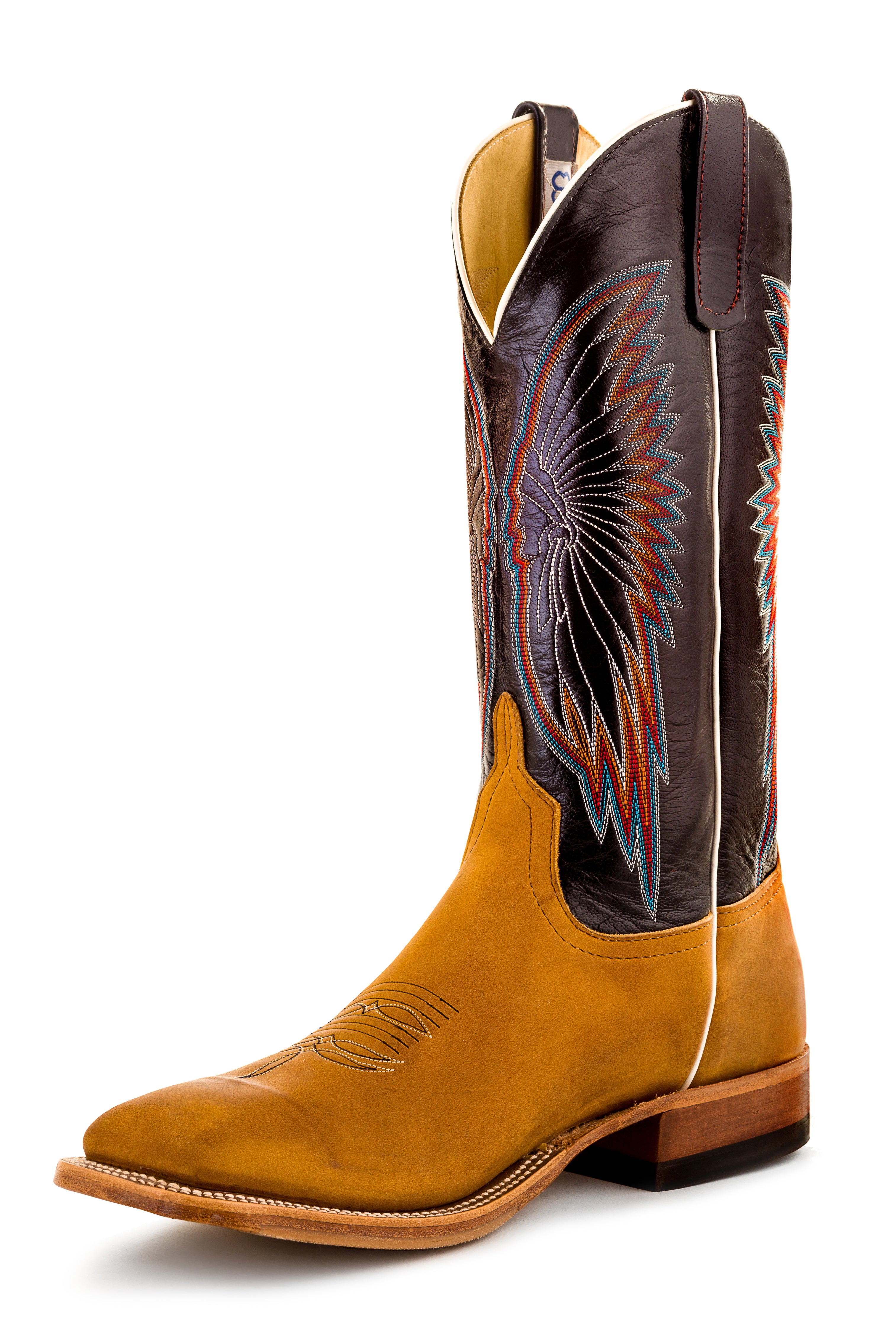 Anderson Bean S3007 Men's Cowboy Boots, Rust Burnished Crazy Horse, Essex Blue Top, Hybrid Sole