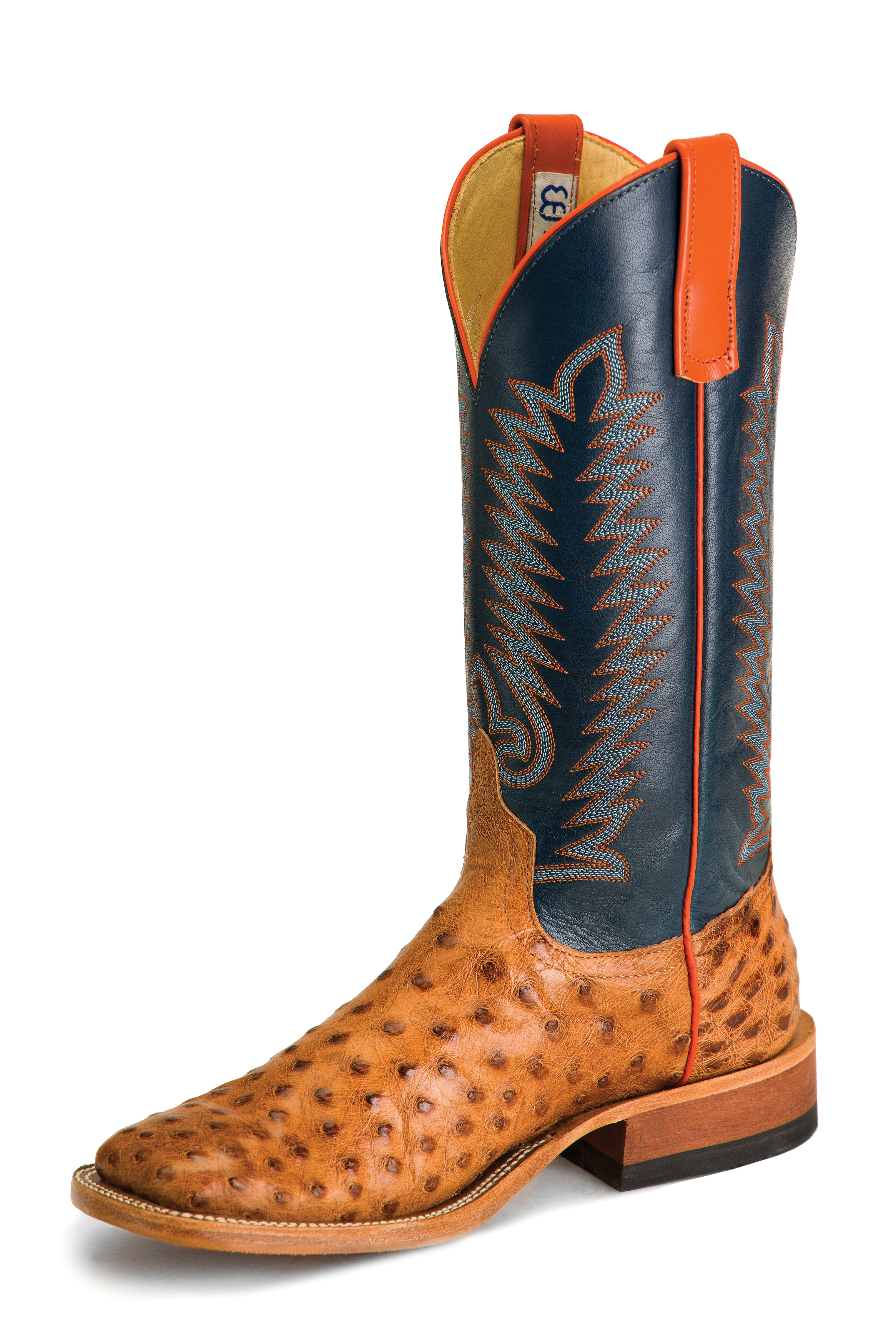 Anderson Bean S3016 Men's Brandy Bruchiato Full Quill Ostrich Cowboy Boots, Wide Square Toe