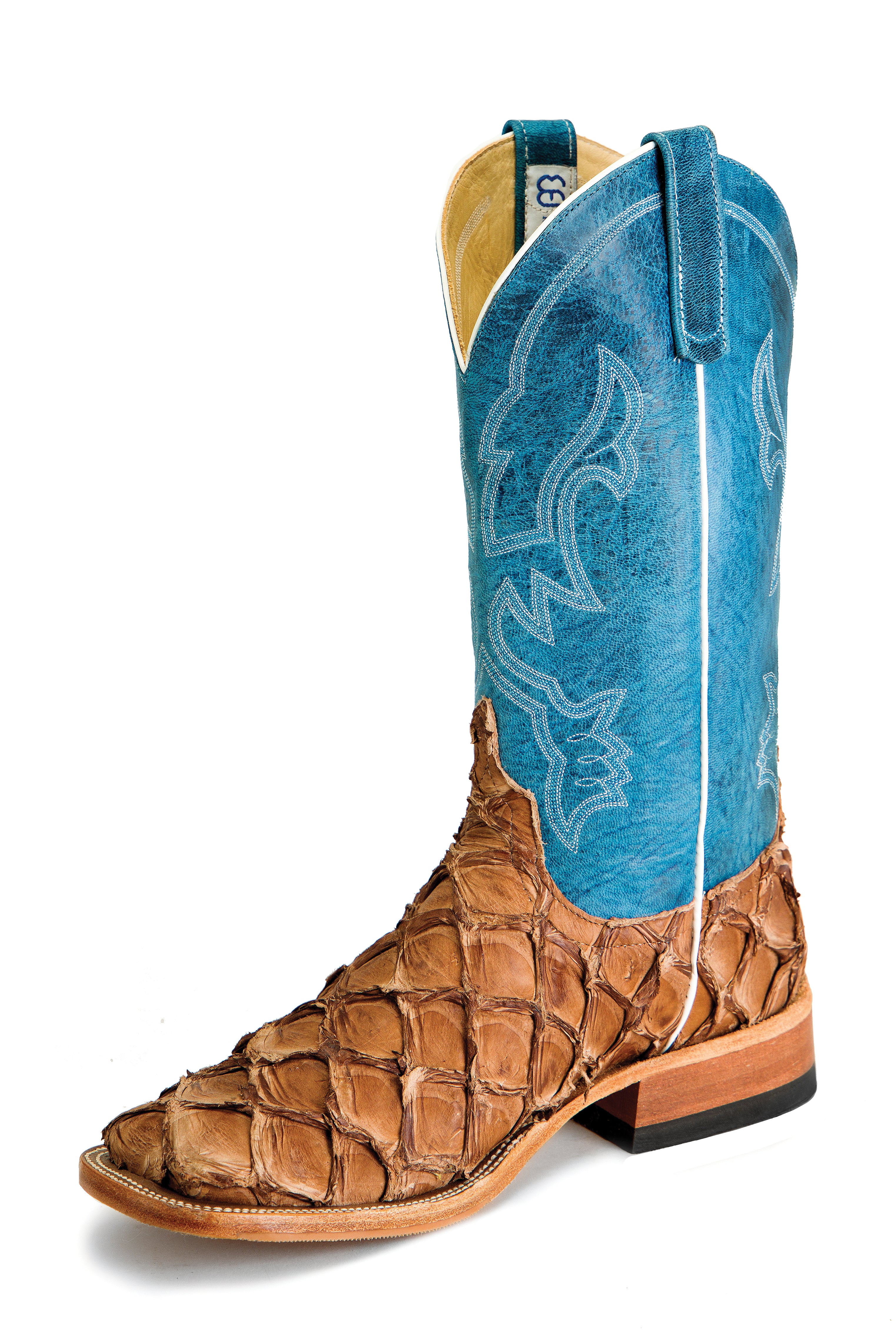 Anderson Bean S3017 Men's Cigar Matte Big Bass Western Boots, Blue Top, Wide Toe, Hybrid Sole