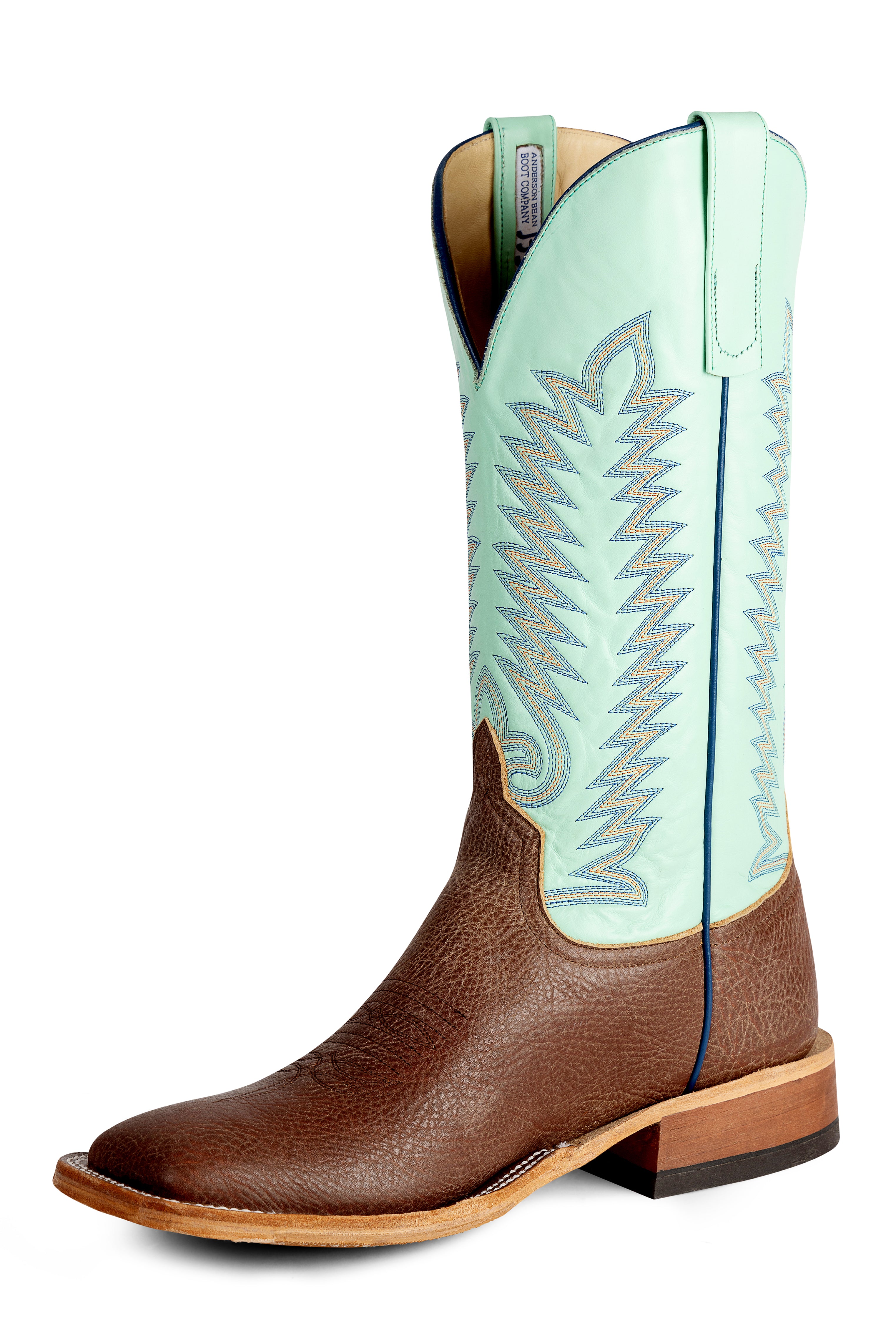 Anderson Bean Men's S5001 Chocolate Shrunken Shoulder Cowboy Boots - Mint Glove Top, DB Toe, AB Heel