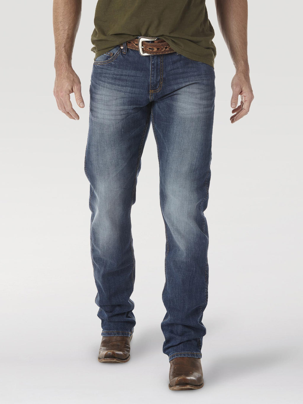 Wrangler WLT88CW Men's Retro Slim Fit Straight Leg Jeans - Cottonwood, Low Rise, Cotton Denim