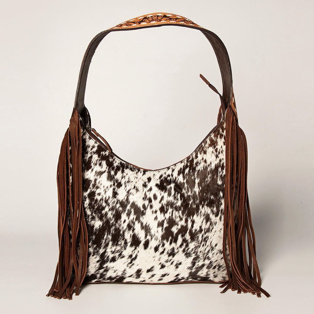American Darling ADBGI112B Women's Brown Hair-On Hide Western Purse  Full Grain Leather with Fringe