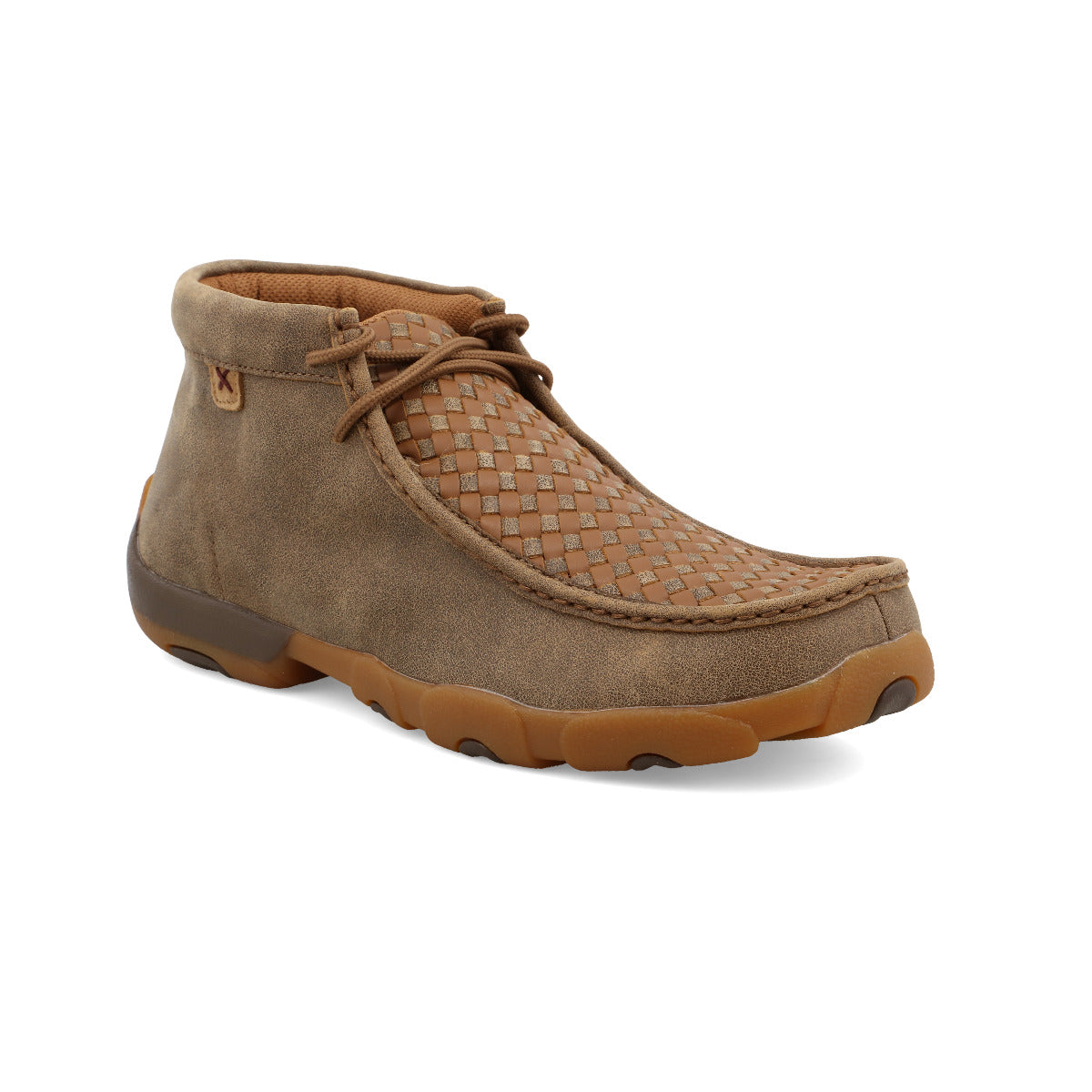 Twisted X MDM0033 Men's Basket Weave Chukka Driving Moc - Bomber & Tan, Full-Grain Leather, Moc Toe