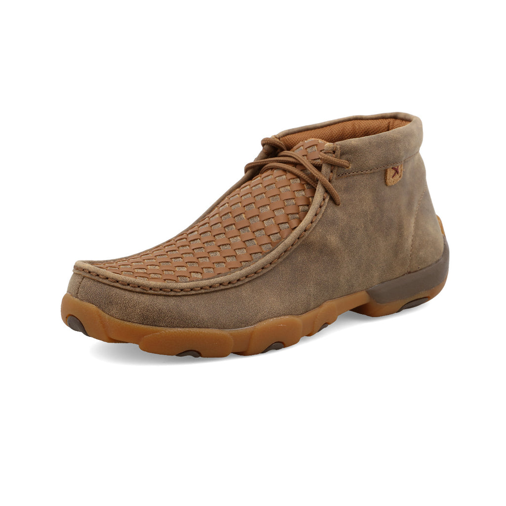 Twisted X MDM0033 Men's Basket Weave Chukka Driving Moc - Bomber & Tan, Full-Grain Leather, Moc Toe