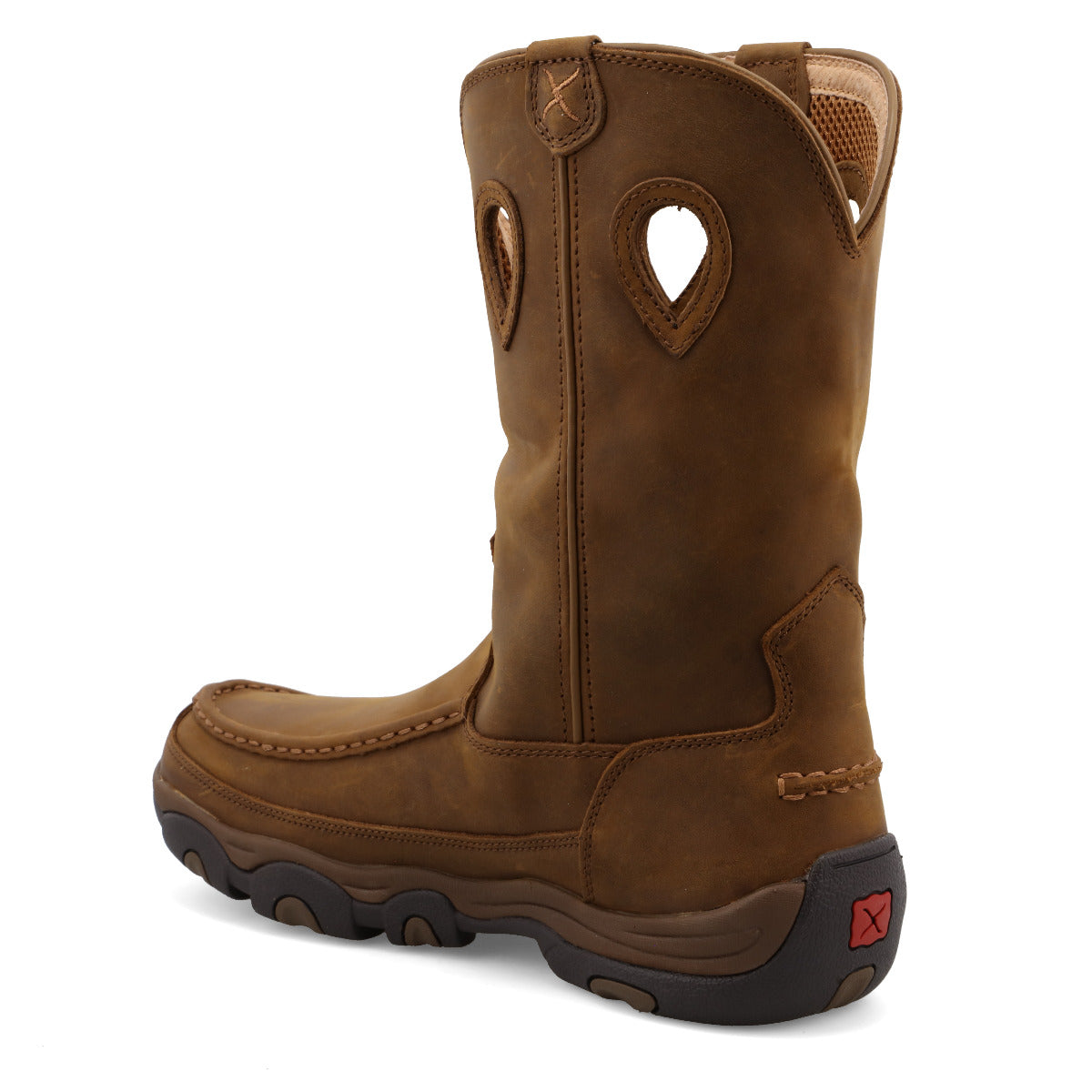 Twisted X MHKB002 Men's Distressed Saddle Pull on Hiker Boots, Full-grain leather shaft, Moc Toe