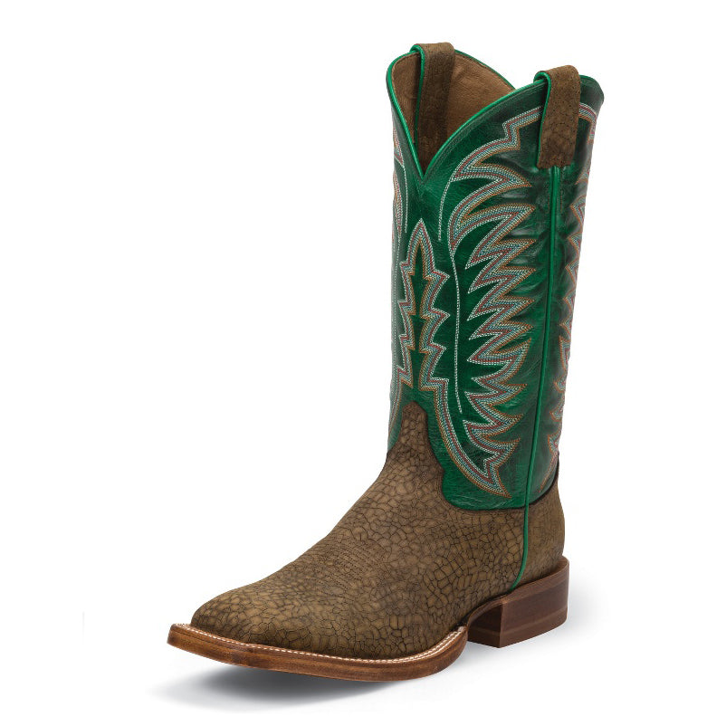 Justin 2855 Men's CPX Bay Desperado Boots  Torino Green Shaft, Wide Square Toe, Hybrid Outsole