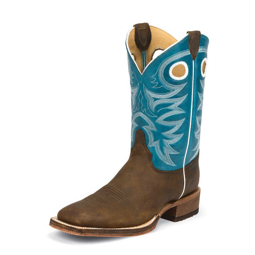 Justin BR742 Men's Bent Rail Copper Rough Rider Cowboy Boots  Candy Blue Shaft, J-Flex Comfort