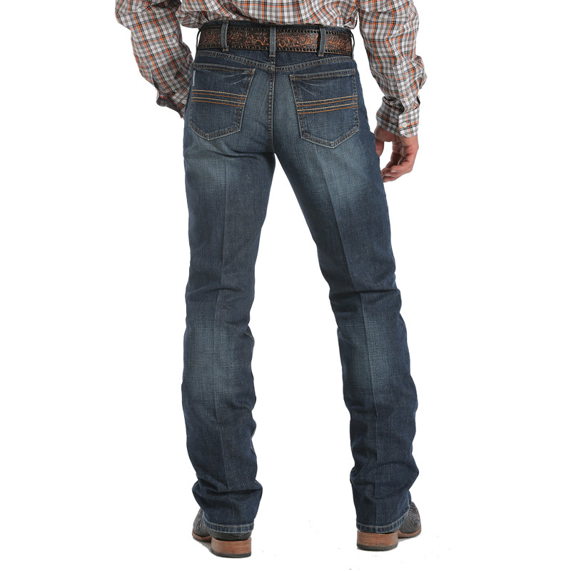 Cinch MB98034006 Men's Silver Label Slim Fit Jeans  Dark Stonewash, Mid Rise, Straight Leg Denim