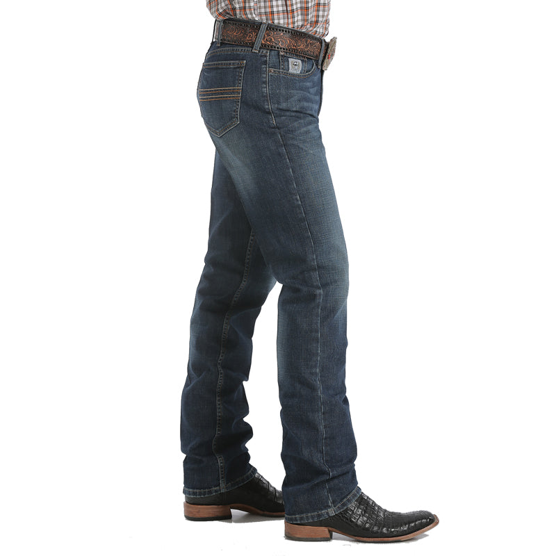 Cinch MB98034006 Men's Silver Label Slim Fit Jeans  Dark Stonewash, Mid Rise, Straight Leg Denim