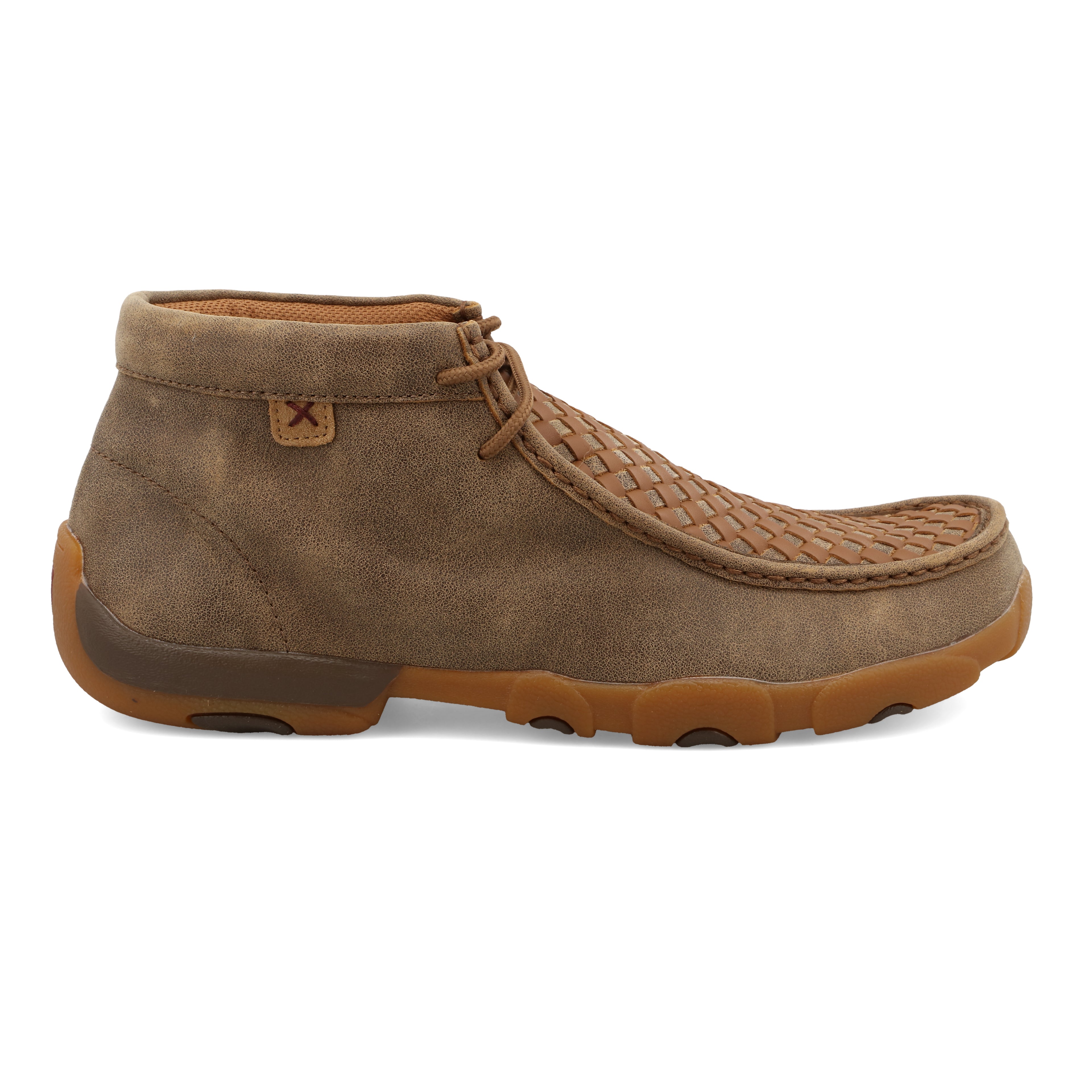 Twisted X MDM0033 Men's Basket Weave Chukka Driving Moc - Bomber & Tan, Full-Grain Leather, Moc Toe