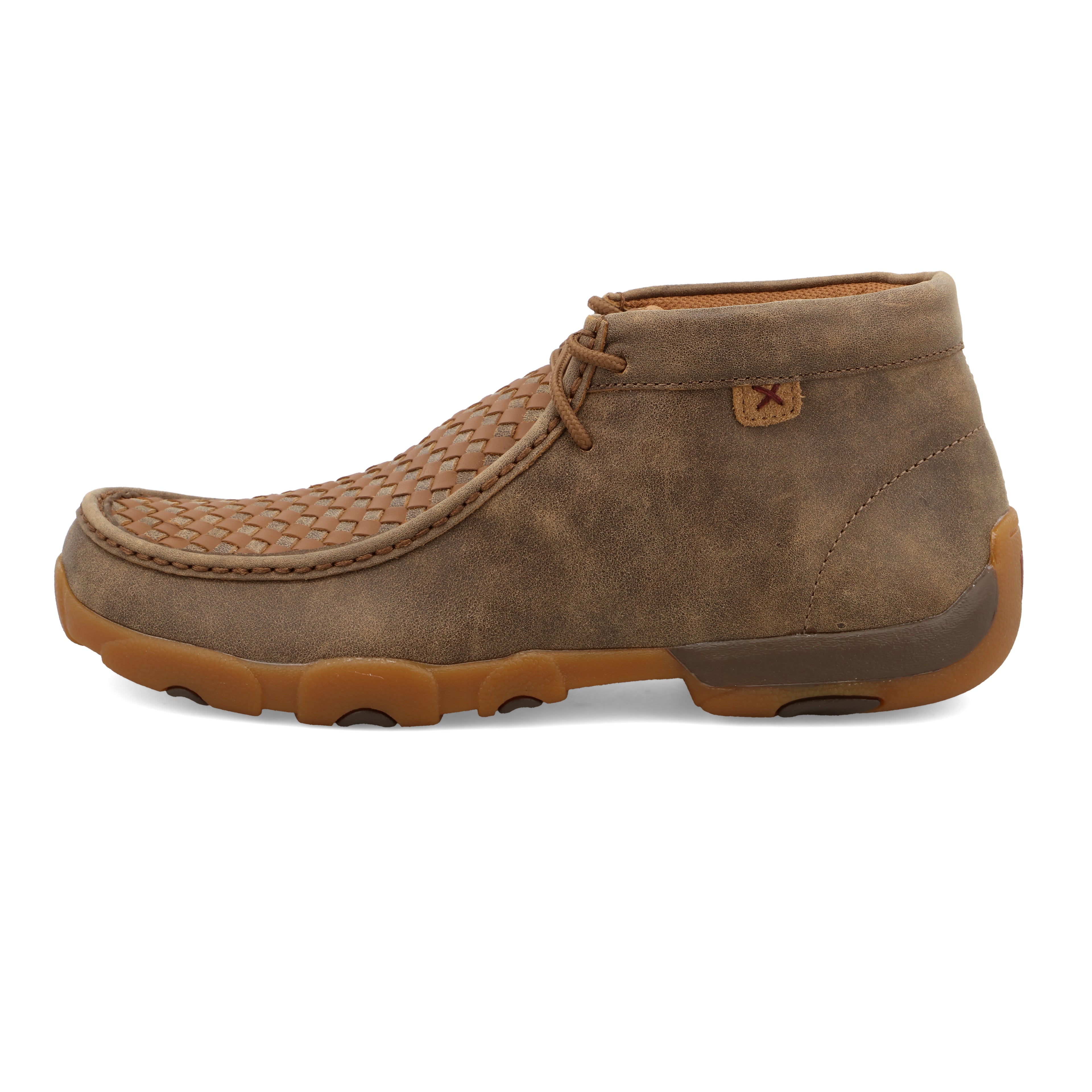 Twisted X MDM0033 Men's Basket Weave Chukka Driving Moc - Bomber & Tan, Full-Grain Leather, Moc Toe