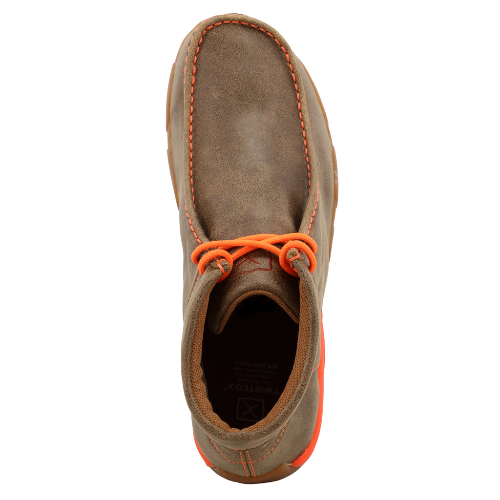 Twisted X MDM0019 Men's Chukka Driving Moc  Bomber & Neon Orange, Full-Grain Leather, Lace Closure