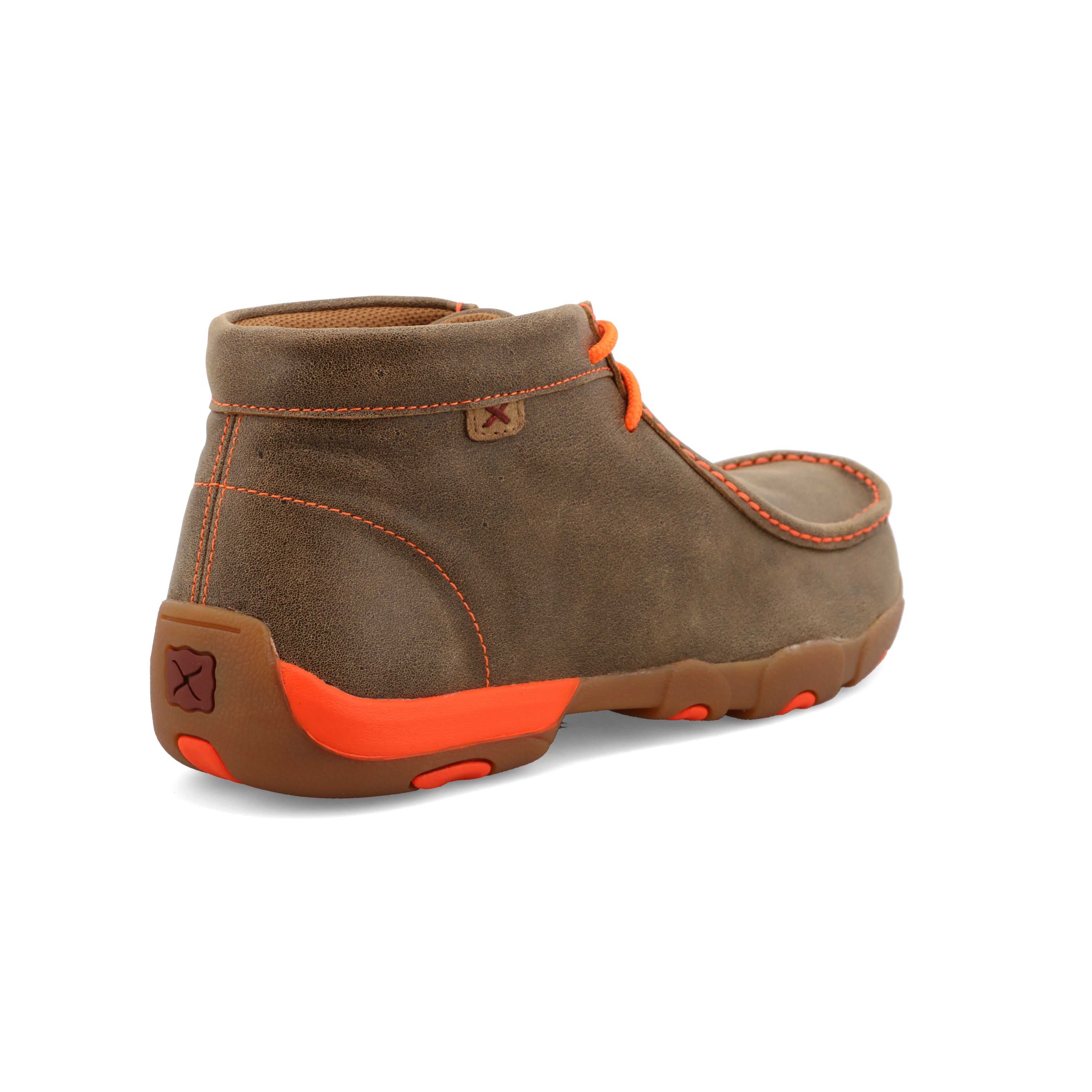 Twisted X MDM0019 Men's Chukka Driving Moc  Bomber & Neon Orange, Full-Grain Leather, Lace Closure