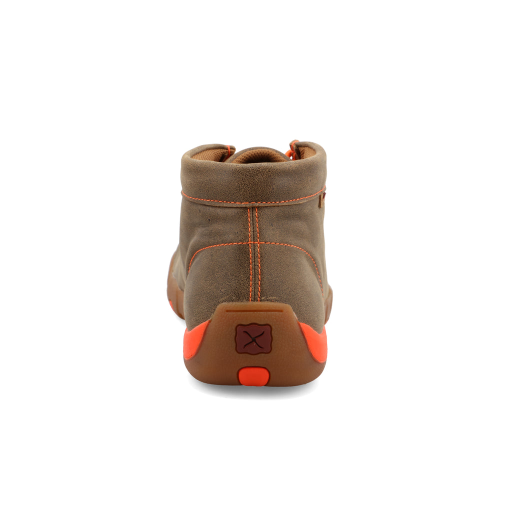 Twisted X MDM0019 Men's Chukka Driving Moc  Bomber & Neon Orange, Full-Grain Leather, Lace Closure