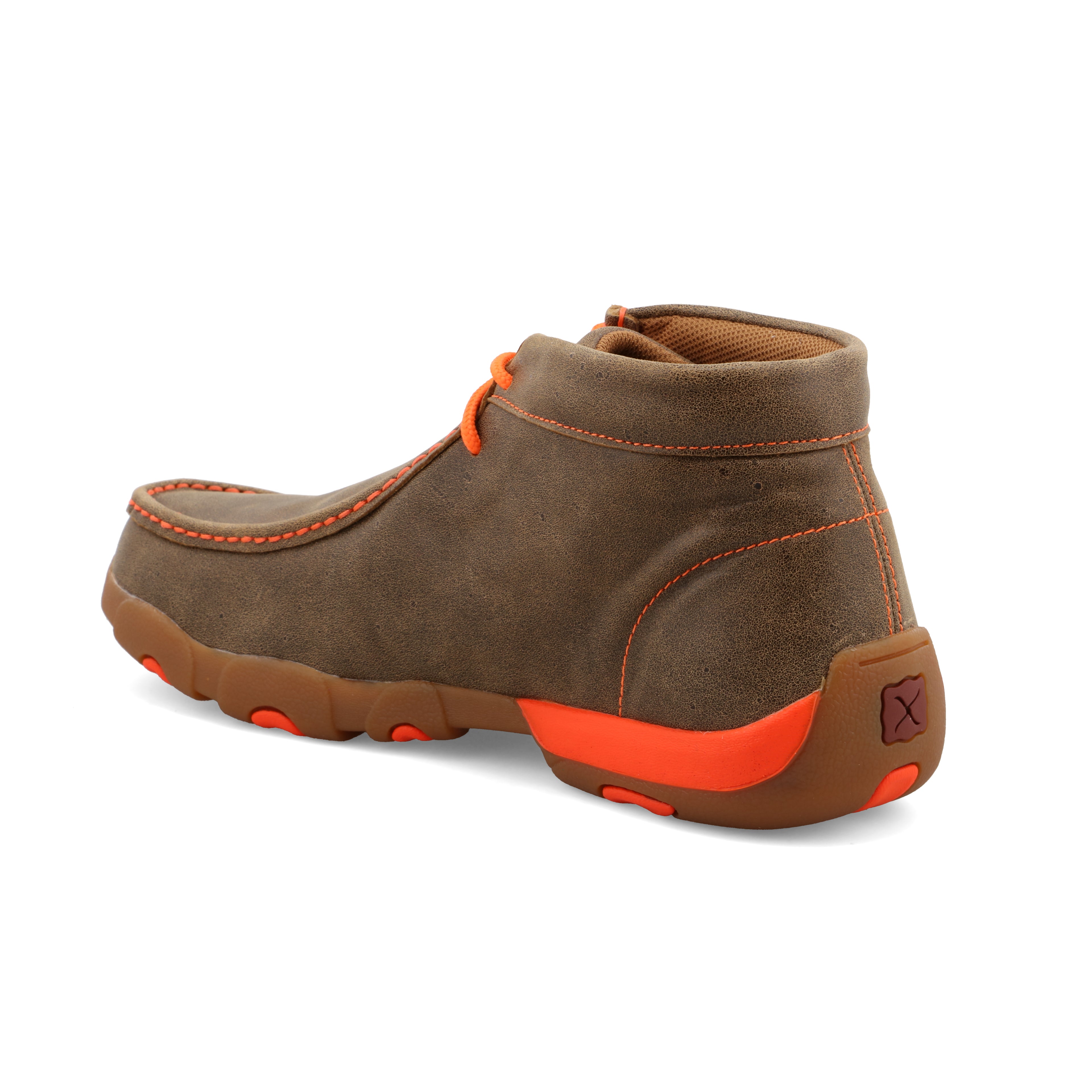 Twisted X MDM0019 Men's Chukka Driving Moc  Bomber & Neon Orange, Full-Grain Leather, Lace Closure