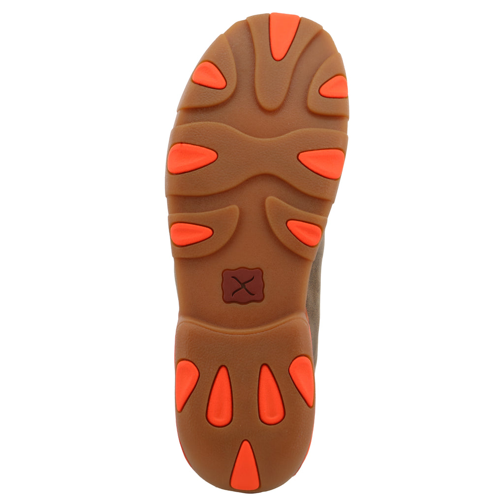 Twisted X MDM0019 Men's Chukka Driving Moc  Bomber & Neon Orange, Full-Grain Leather, Lace Closure