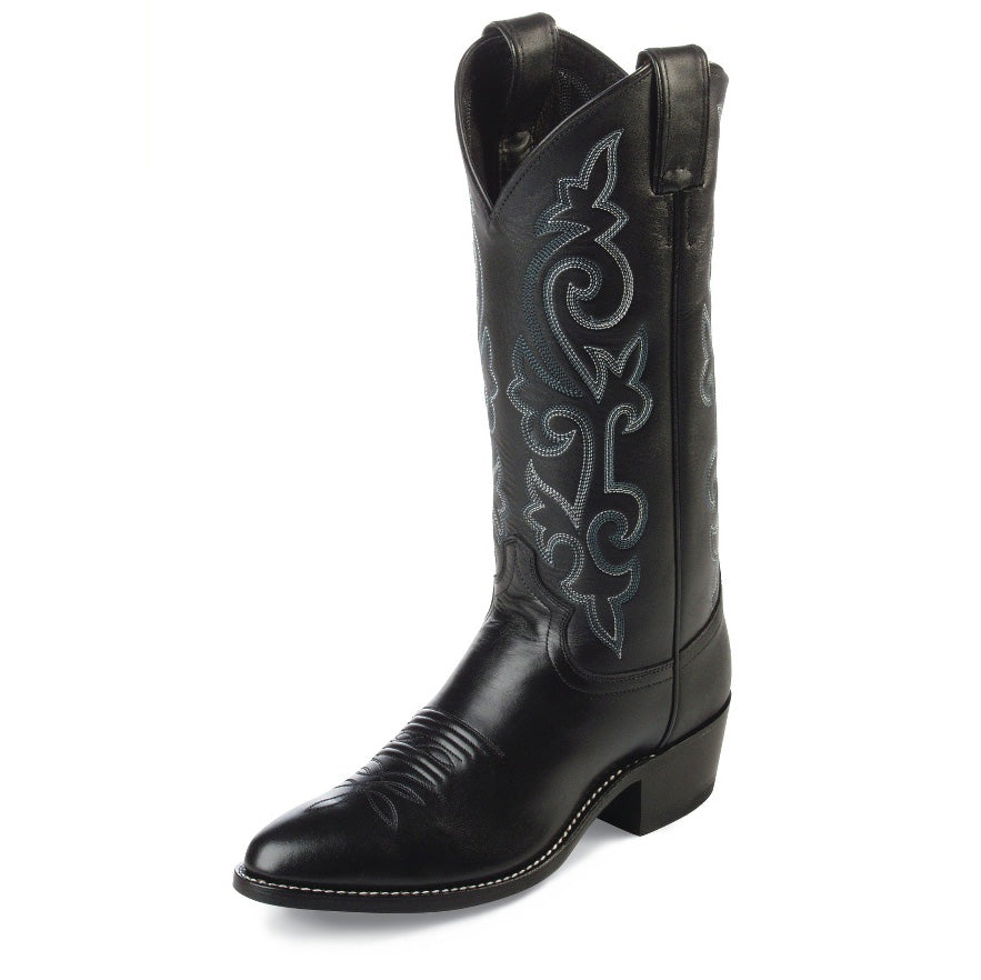 Justin 1409 Men's Black London Calf Western Boots  Medium Round Toe, J-Flex Insole