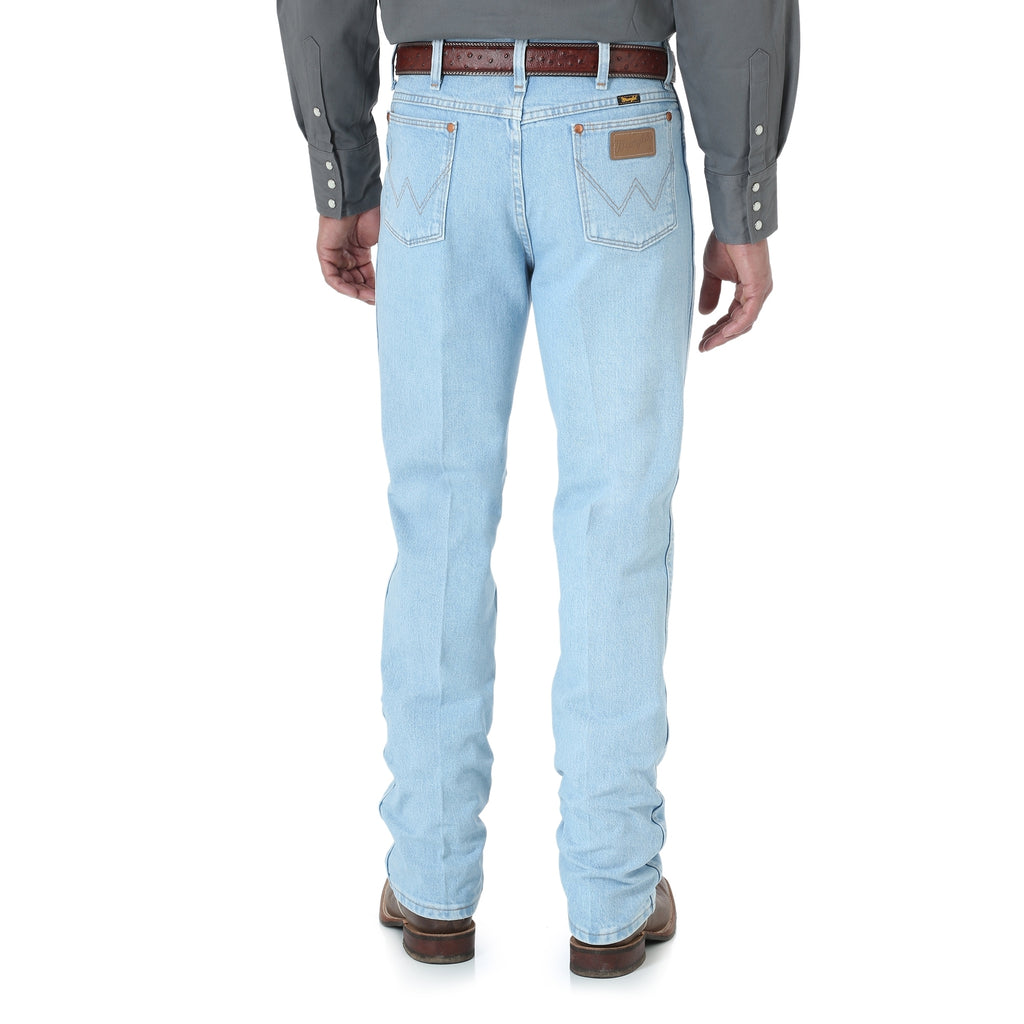 Wrangler 936GBH Men's Cowboy Cut Slim Fit Jeans  Bleach Wash, Cotton Heavyweight Denim, Boot Fit