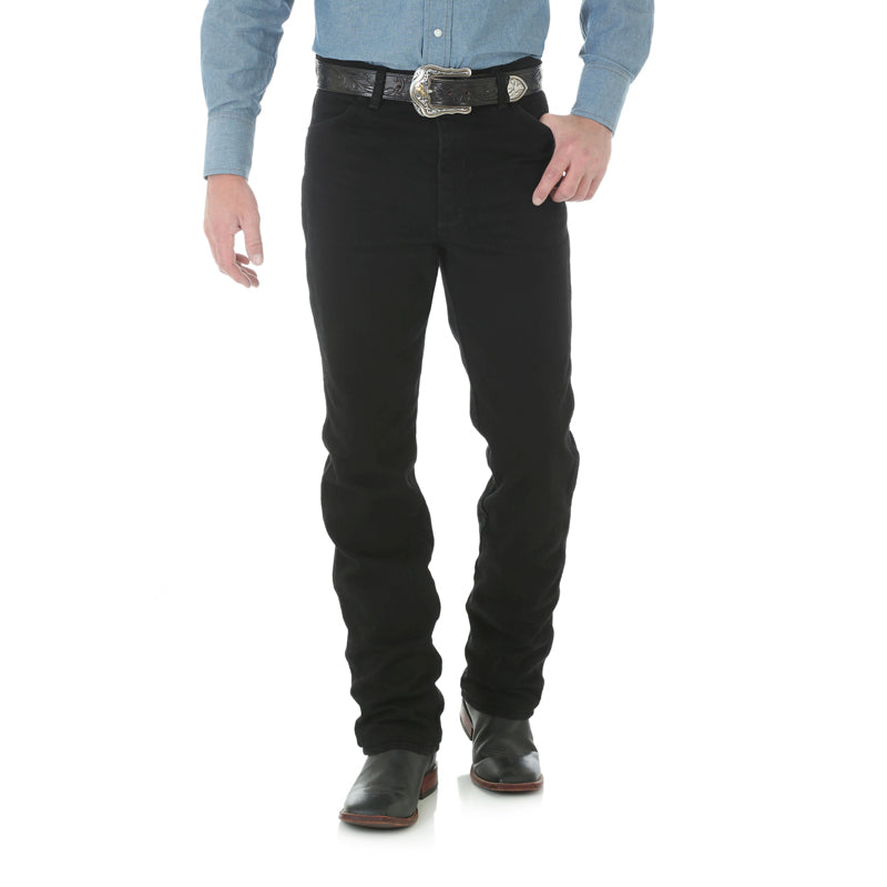 Wrangler 936WBK Men's Black Cowboy Cut Slim Fit Jeans  Original Rise, Tapered, Cotton Denim