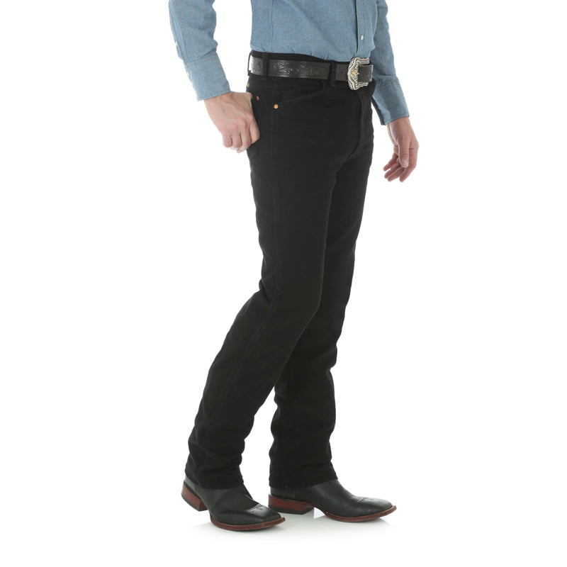 Wrangler 936WBK Men's Black Cowboy Cut Slim Fit Jeans  Original Rise, Tapered, Cotton Denim