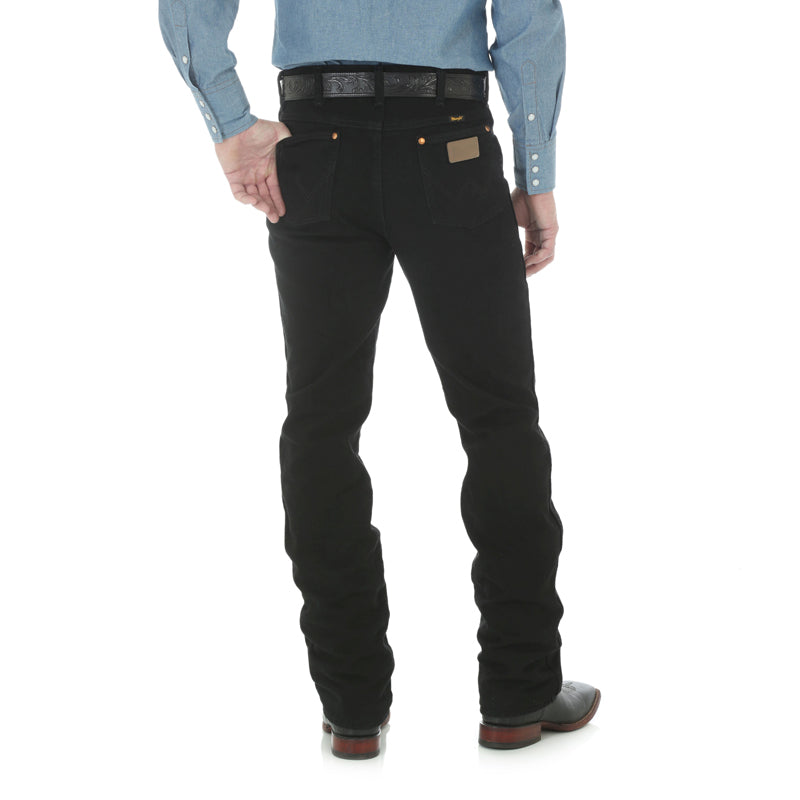Wrangler 936WBK Men's Black Cowboy Cut Slim Fit Jeans  Original Rise, Tapered, Cotton Denim