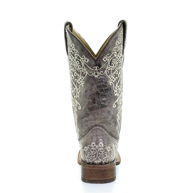 Corral Boots A2663 Women's Brown Crater Embroidered Leather Cowboy Boots  Square Toe