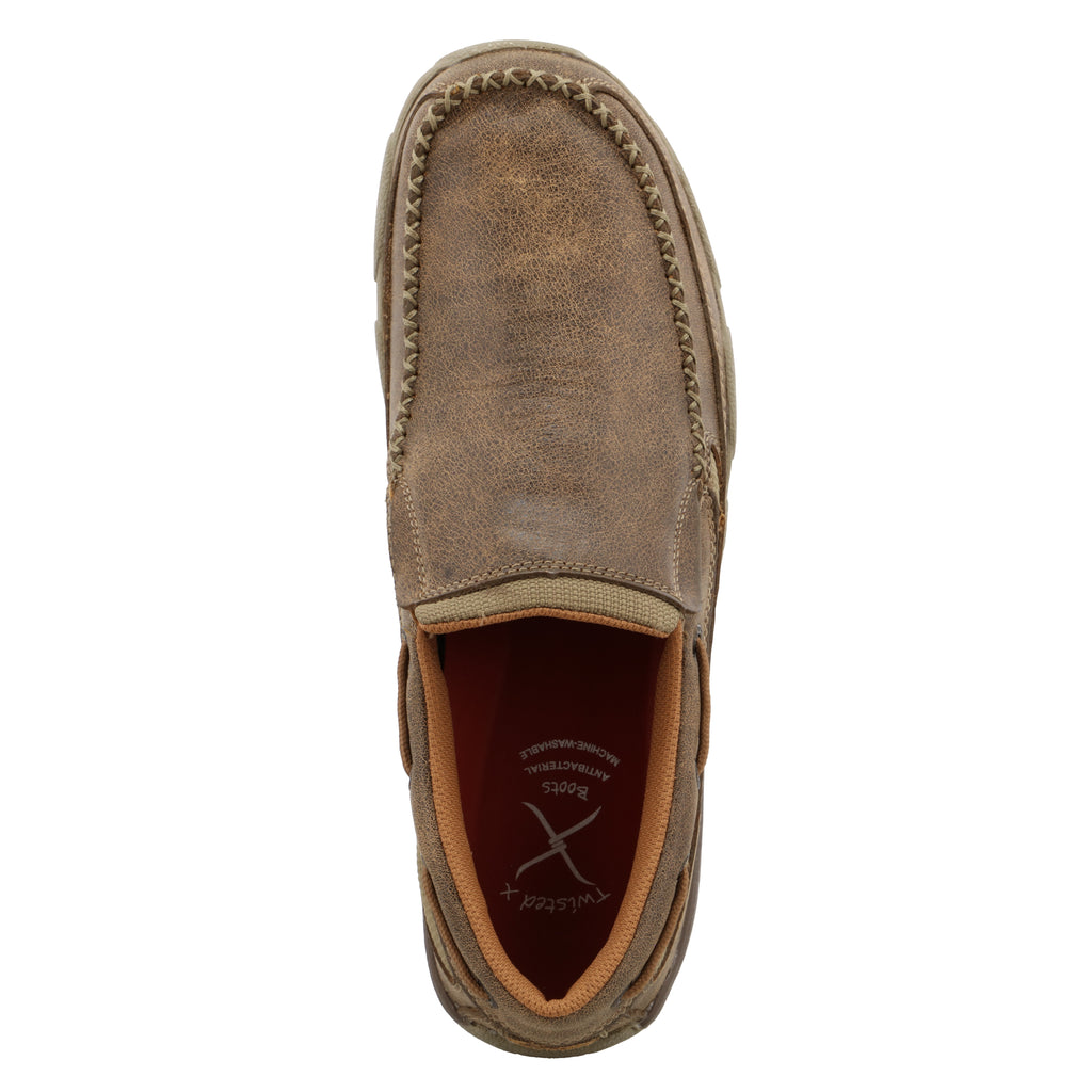 Twisted X MDMS002 Men's Slip-On Driving Moc  Bomber, Full-Grain Leather & Mesh Upper