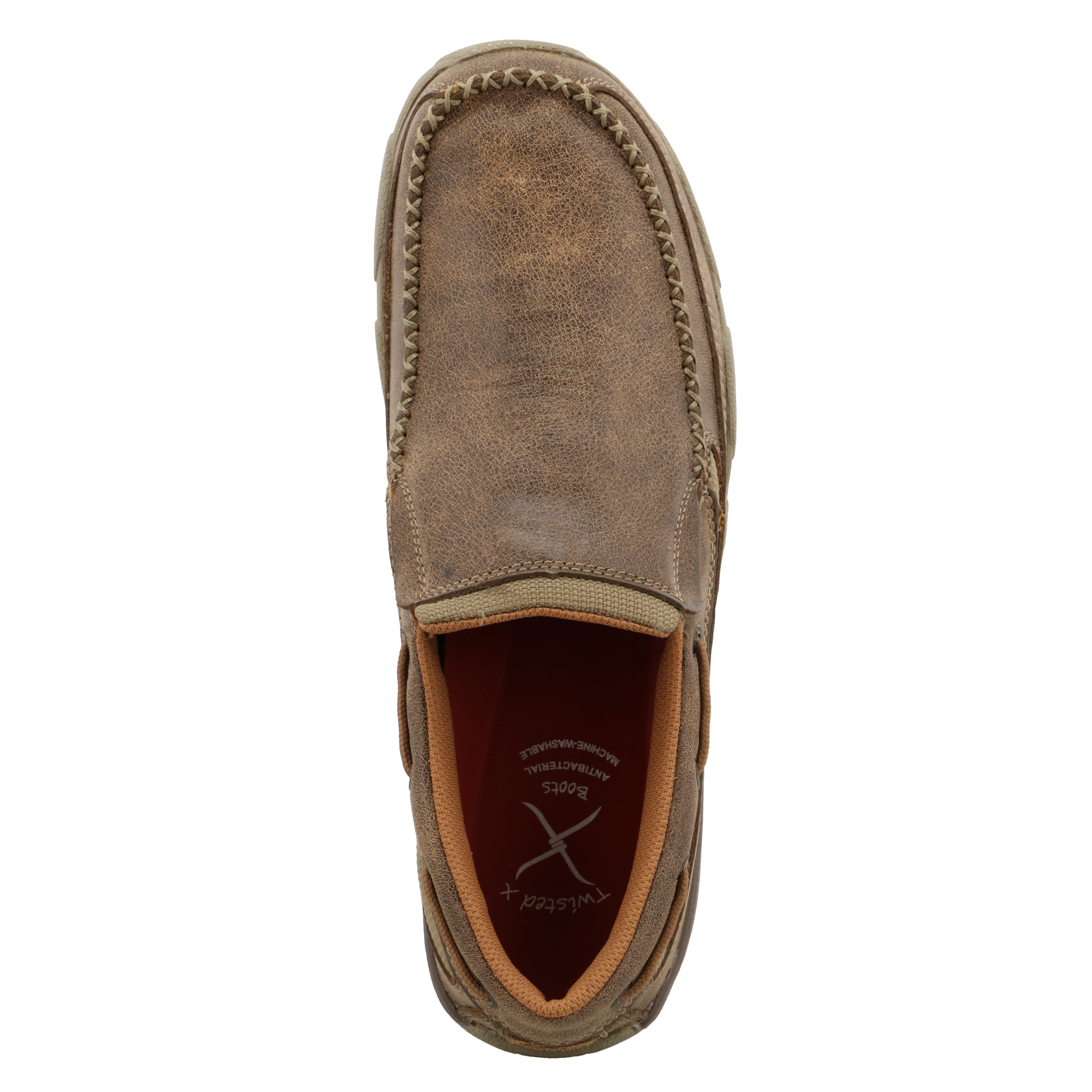 Twisted X MDMS002 Men's Slip-On Driving Moc  Bomber, Full-Grain Leather & Mesh Upper