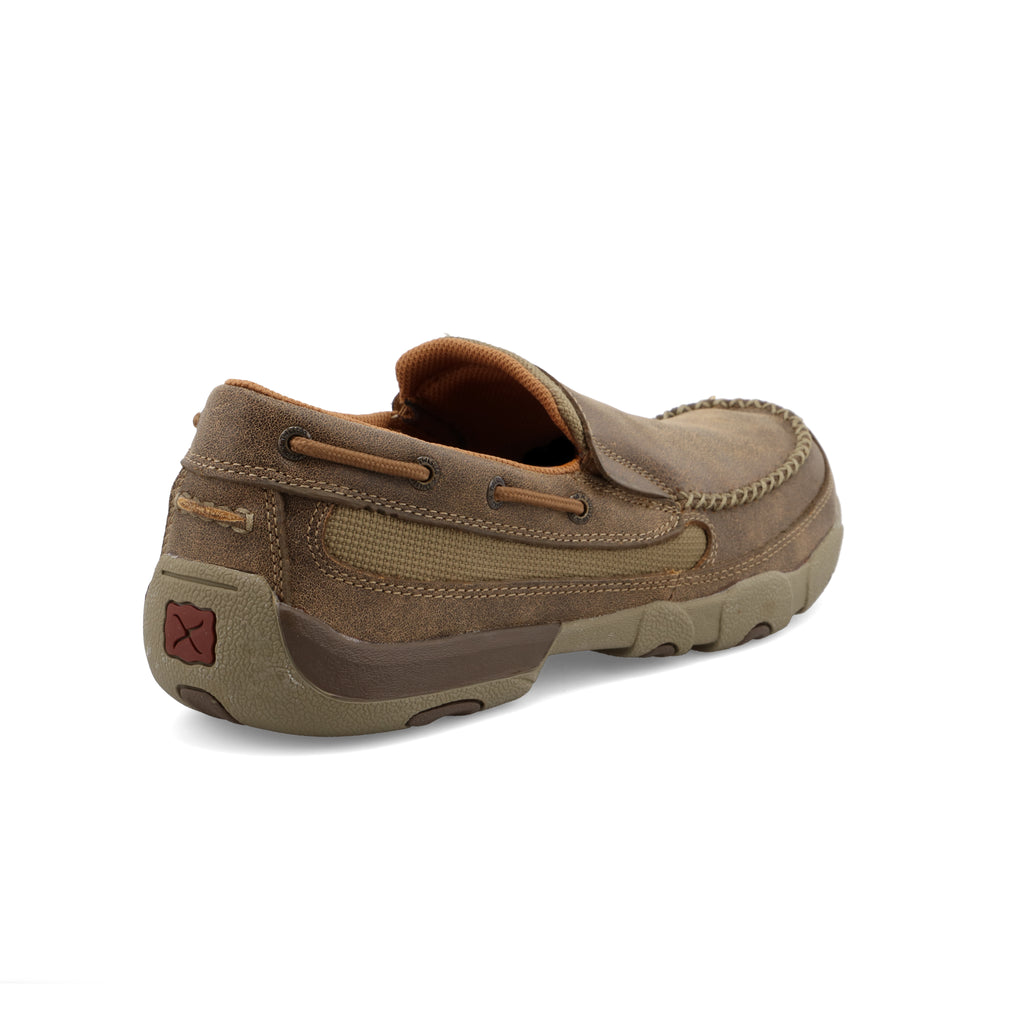 Twisted X MDMS002 Men's Slip-On Driving Moc  Bomber, Full-Grain Leather & Mesh Upper