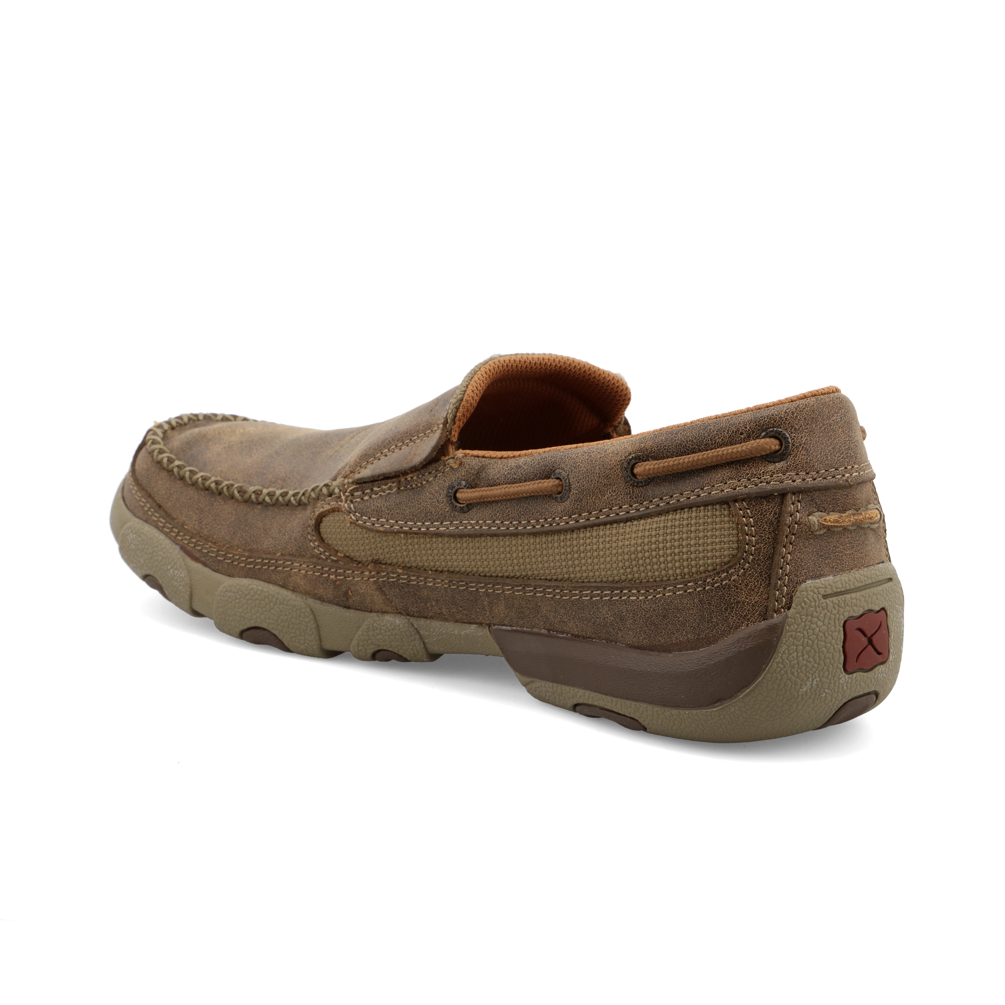 Twisted X MDMS002 Men's Slip-On Driving Moc  Bomber, Full-Grain Leather & Mesh Upper