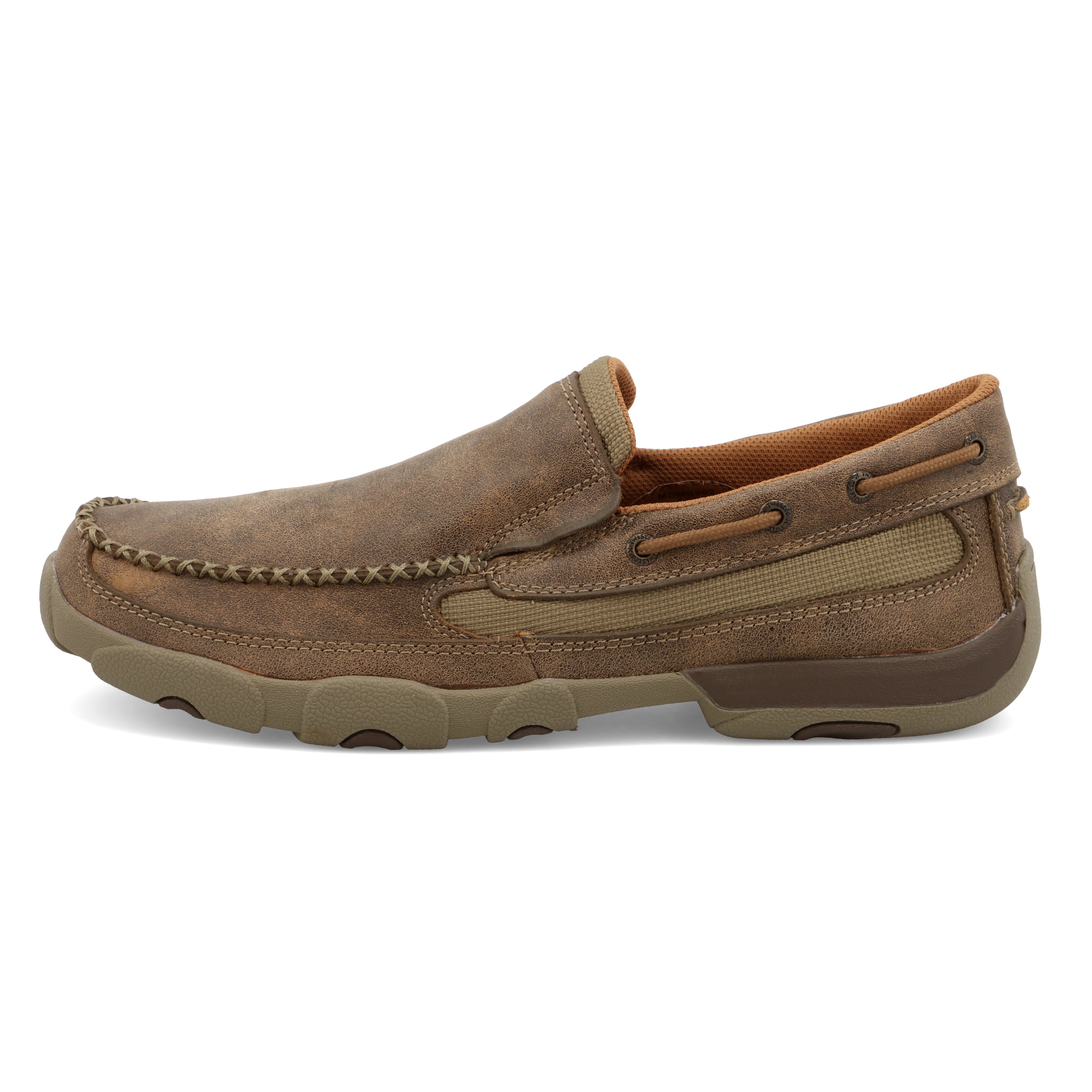 Twisted X MDMS002 Men's Slip-On Driving Moc  Bomber, Full-Grain Leather & Mesh Upper