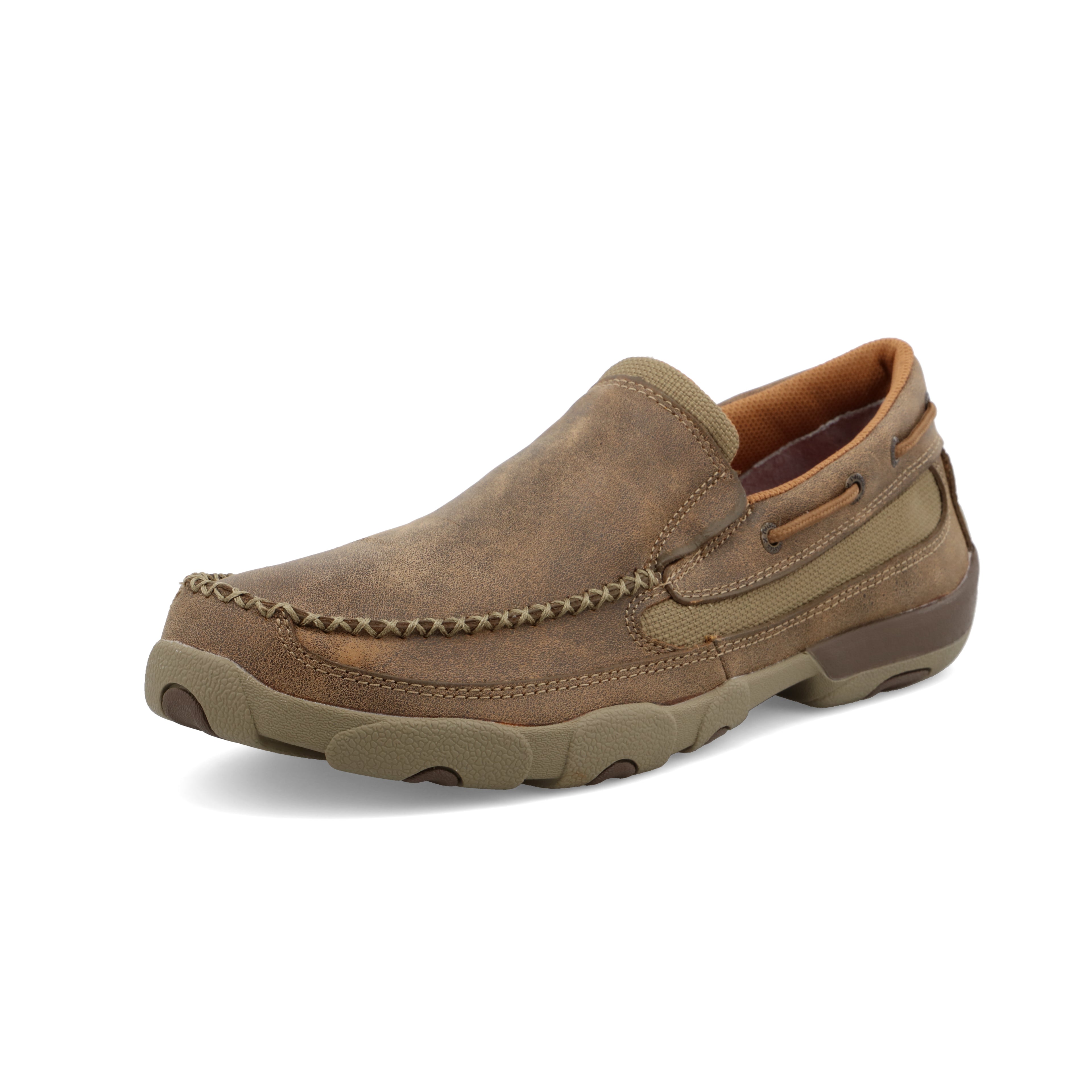 Twisted X MDMS002 Men's Slip-On Driving Moc  Bomber, Full-Grain Leather & Mesh Upper