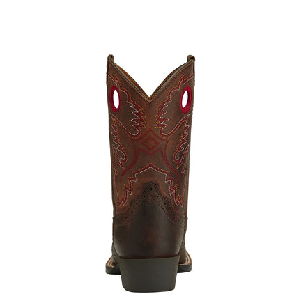 Ariat 10014101 Kids' Roughstock Western Boots  Brown, Wide Square Toe, 8" Upper, Booster Bed