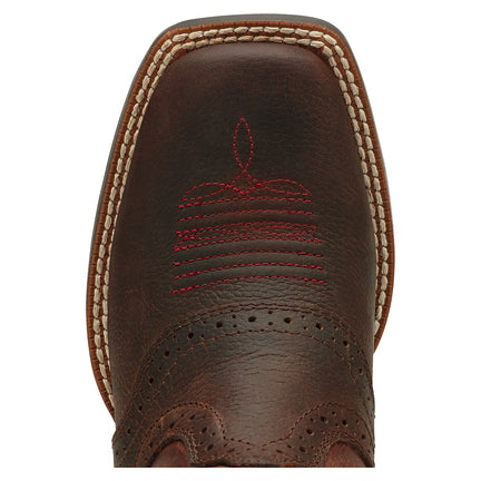 Ariat 10014101 Kids' Roughstock Western Boots  Brown, Wide Square Toe, 8" Upper, Booster Bed